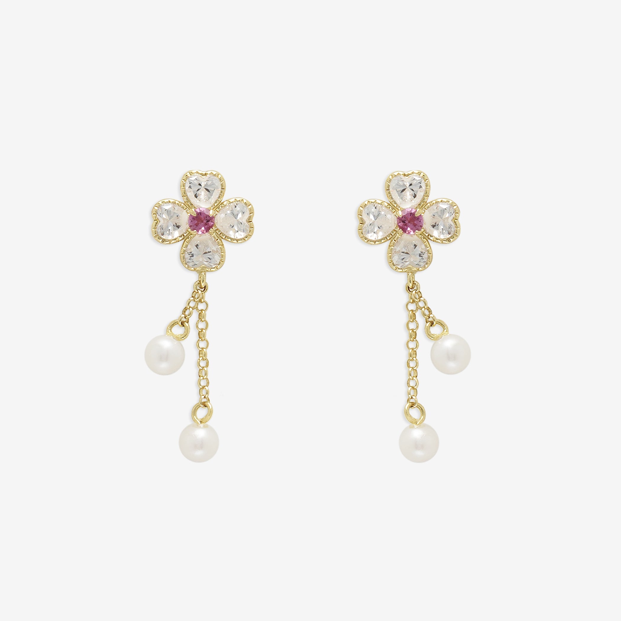 10月誕生石 K10 イエローゴールド ピンクトルマリン クローバー