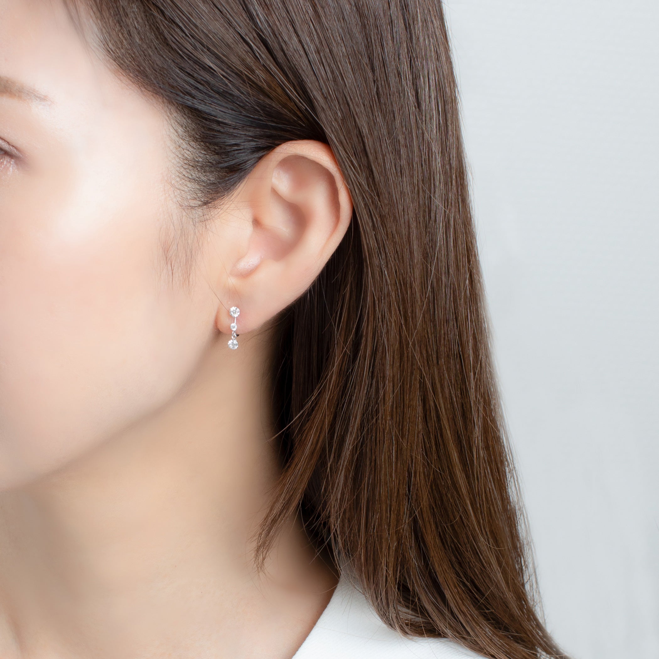 K10 ホワイトゴールド キュービックジルコニア イヤリング