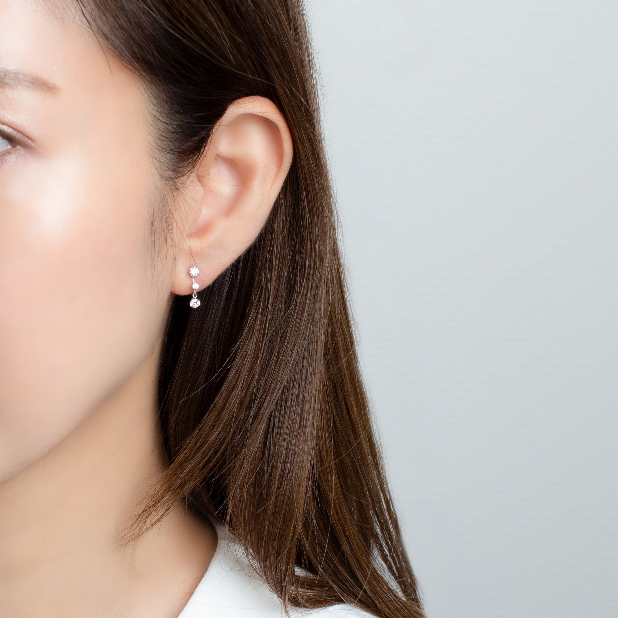 K10 ホワイトゴールド キュービックジルコニア イヤリング