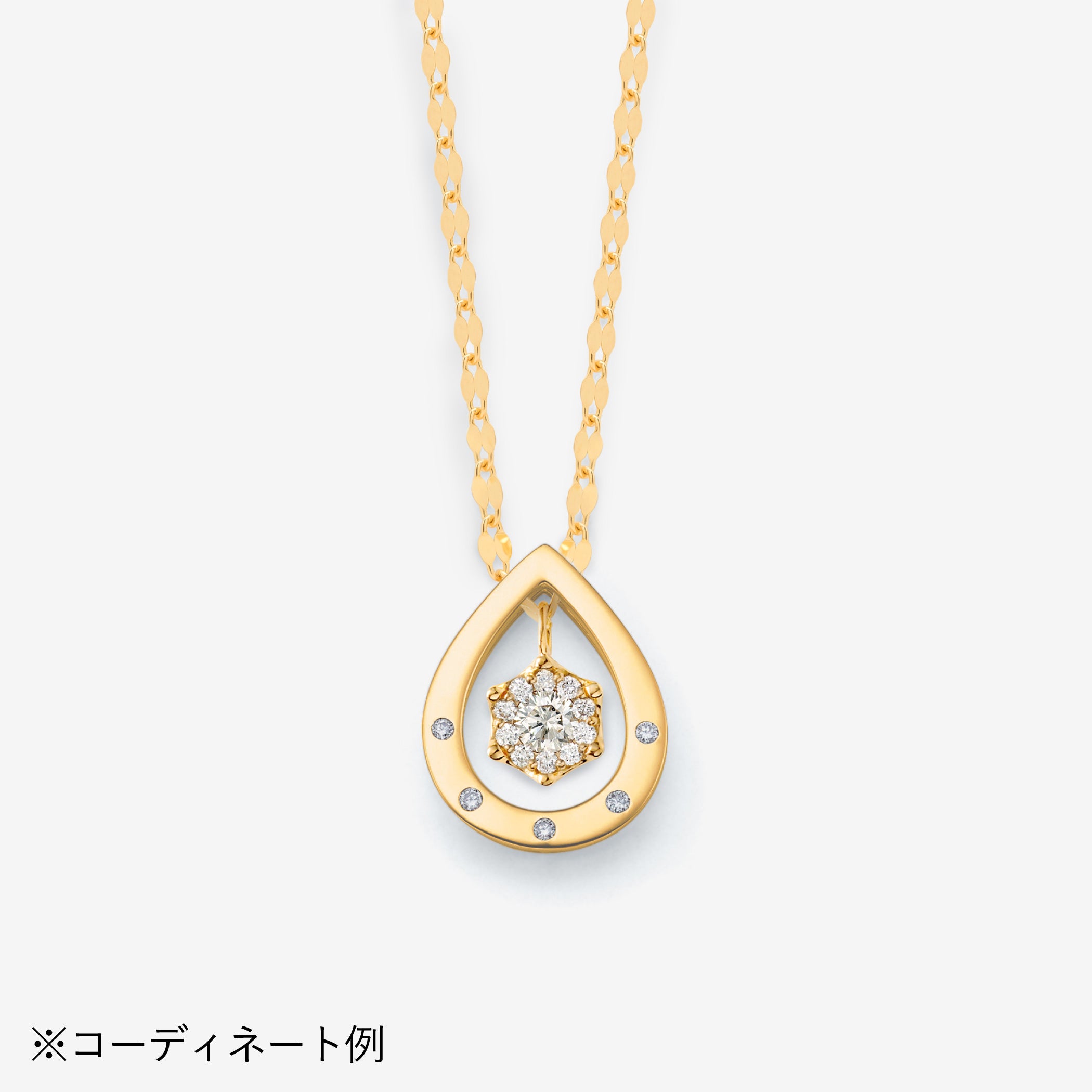 【asta Iris】K18 イエローゴールド ダイヤモンド しずく ネックレスチャーム