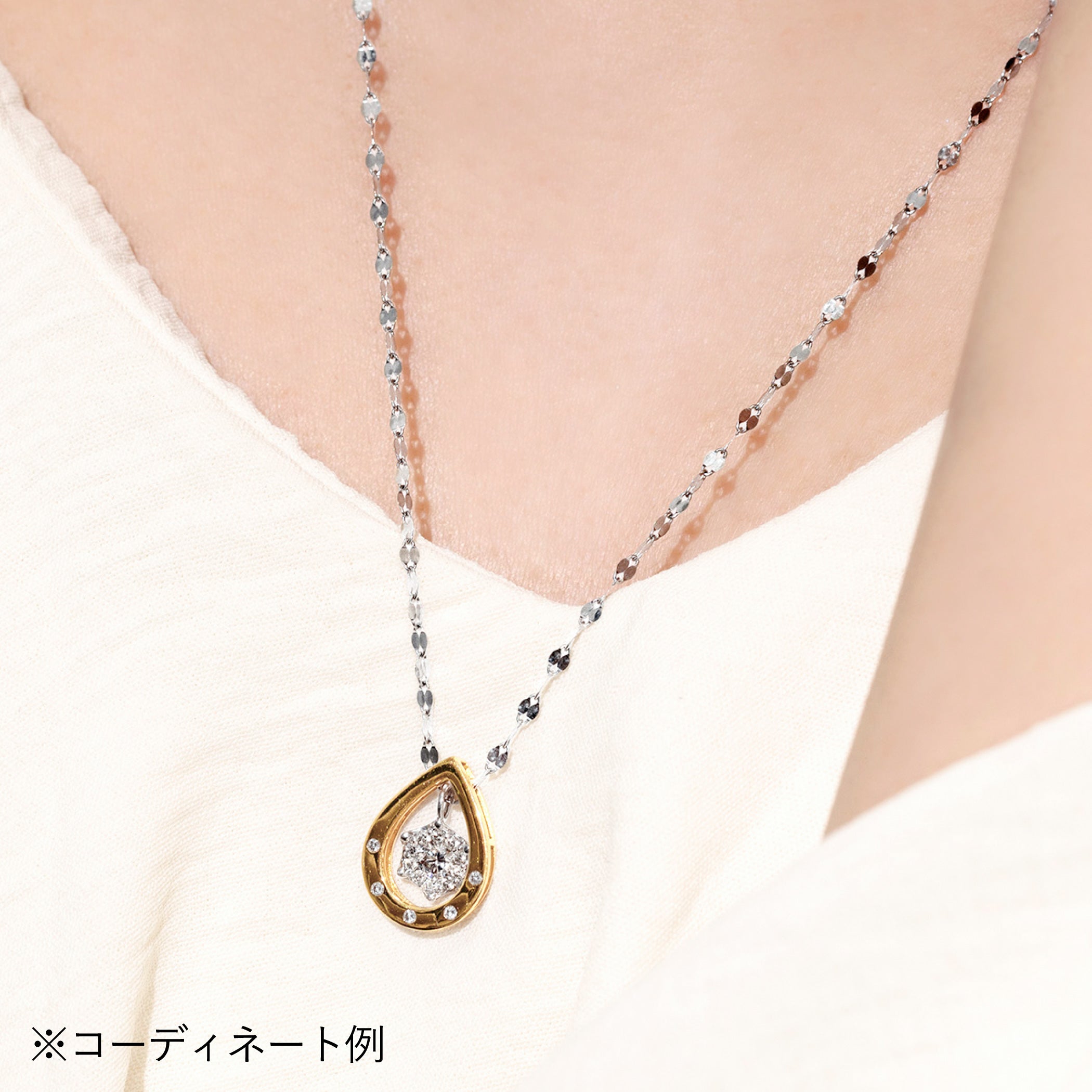 【asta Iris】K18 イエローゴールド ダイヤモンド しずく ネックレスチャーム