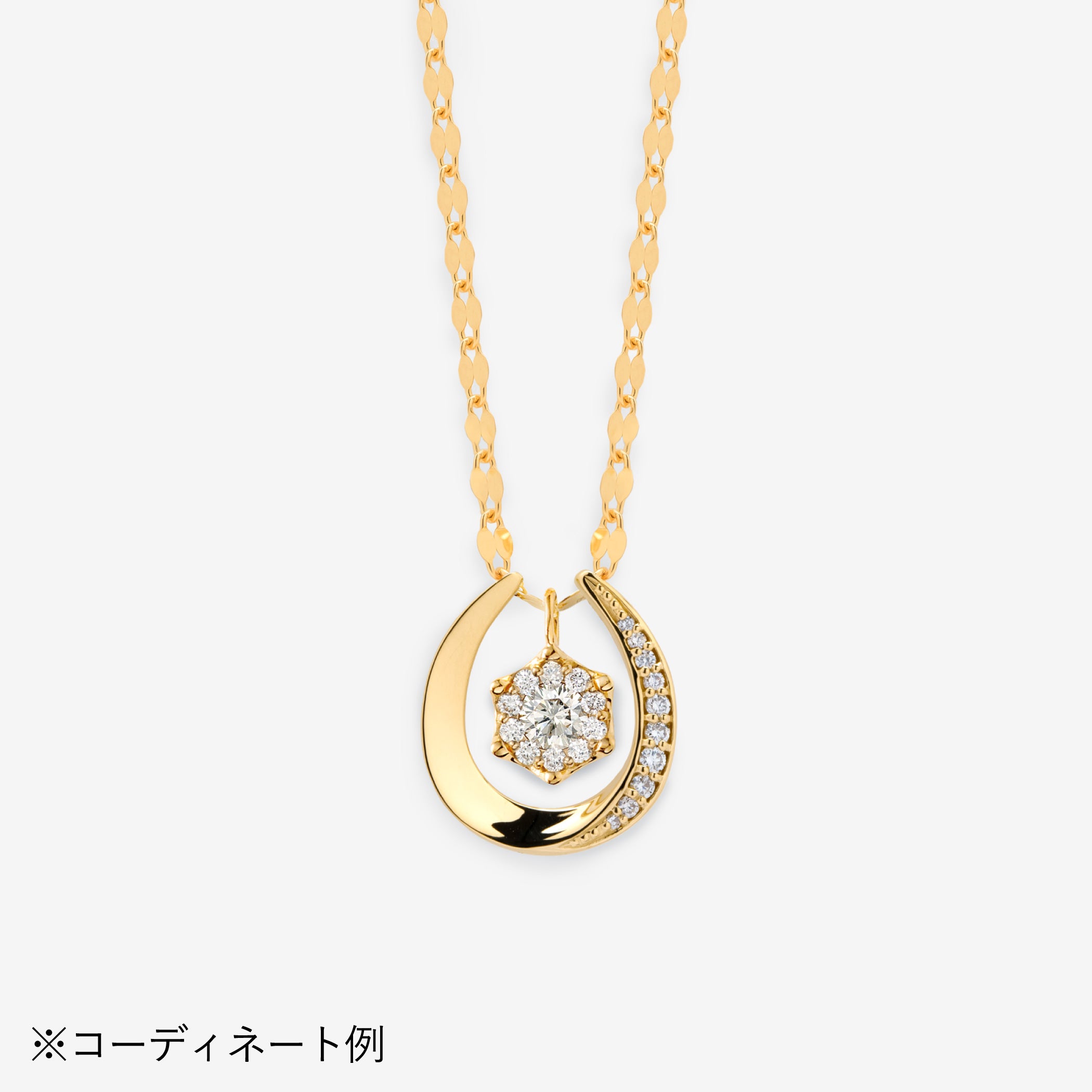 【asta Iris】K18 イエローゴールド ダイヤモンド 馬蹄 ネックレスチャーム