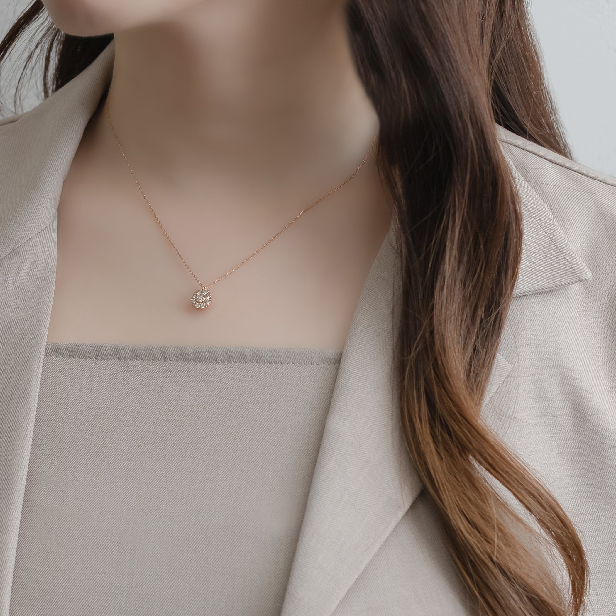 K18 ピンクゴールド ダイヤモンド ネックレス(0.5ct)