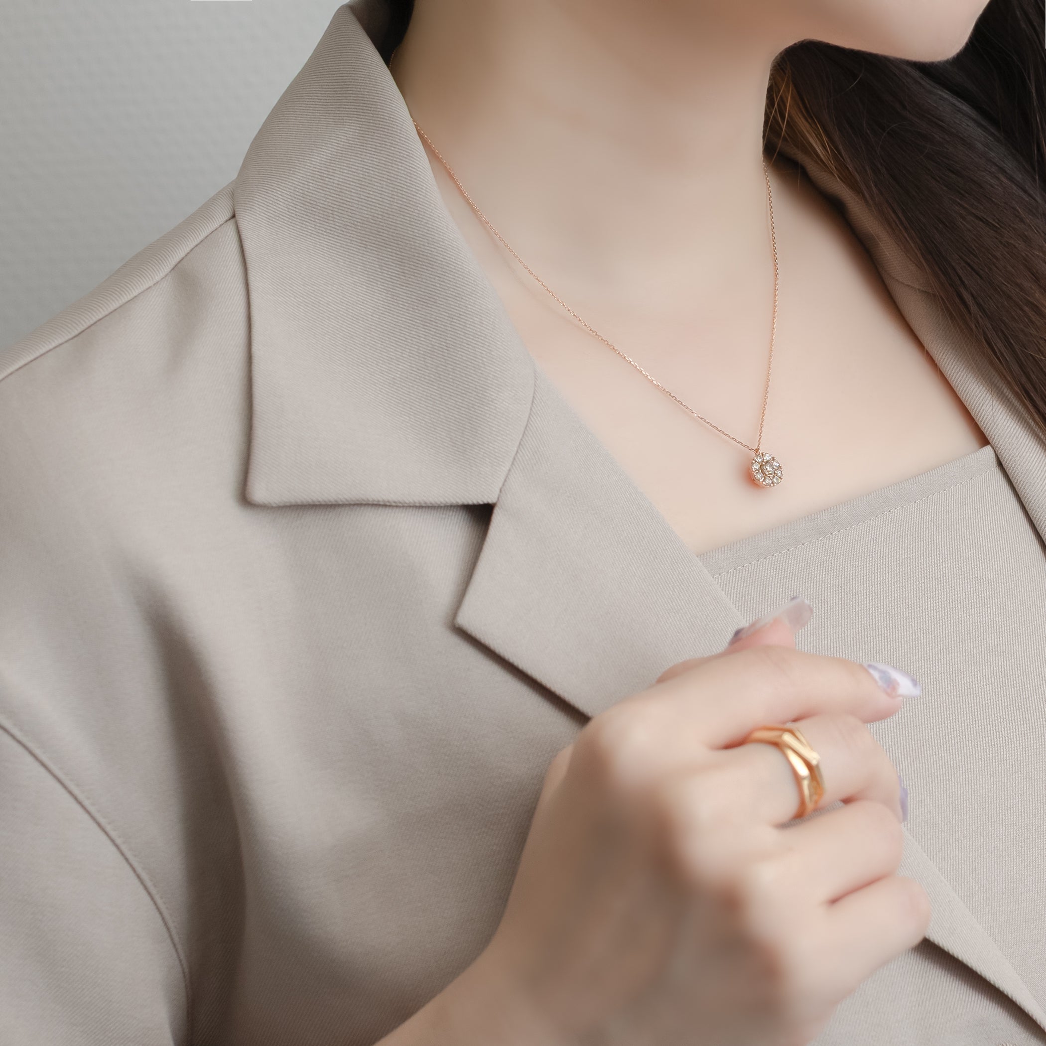 K18 ピンクゴールド ダイヤモンド ネックレス(0.5ct)