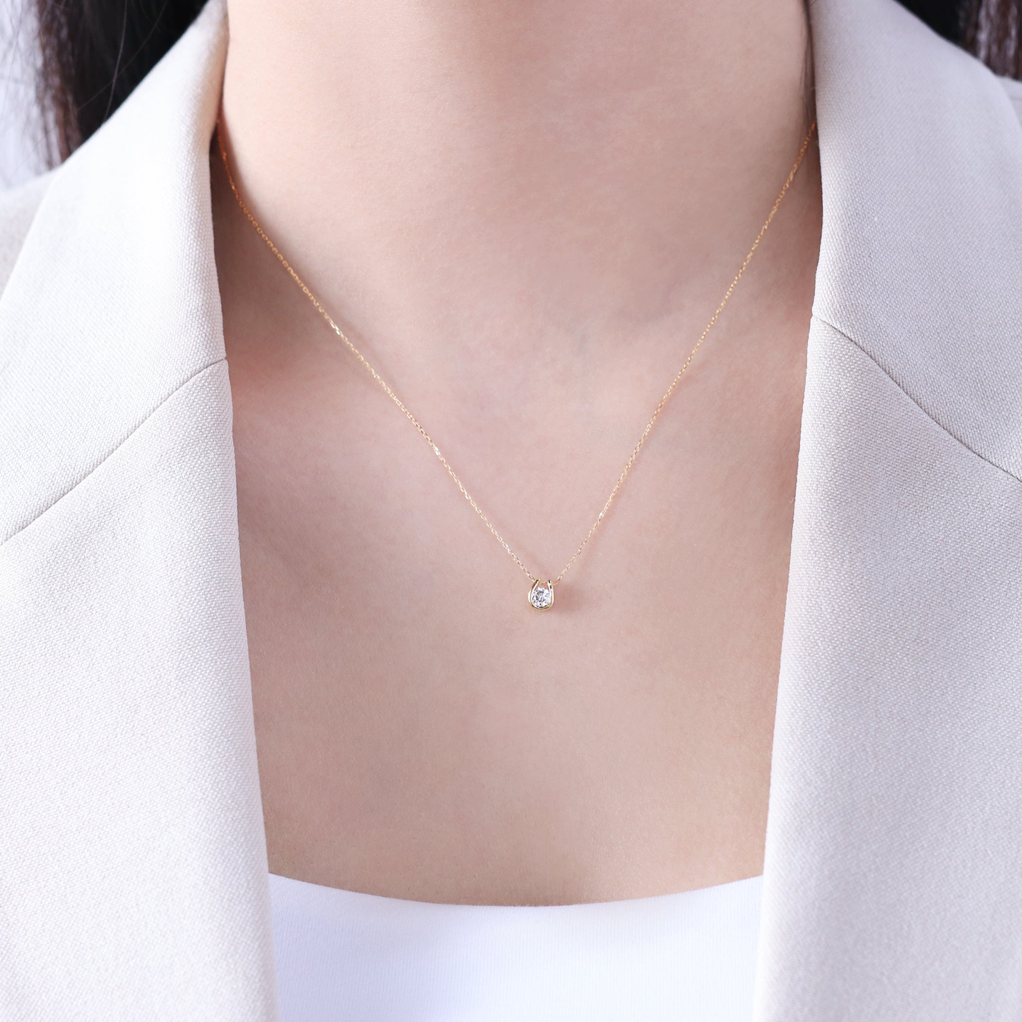 K18 イエローゴールド ダイヤモンド 馬蹄 ネックレス