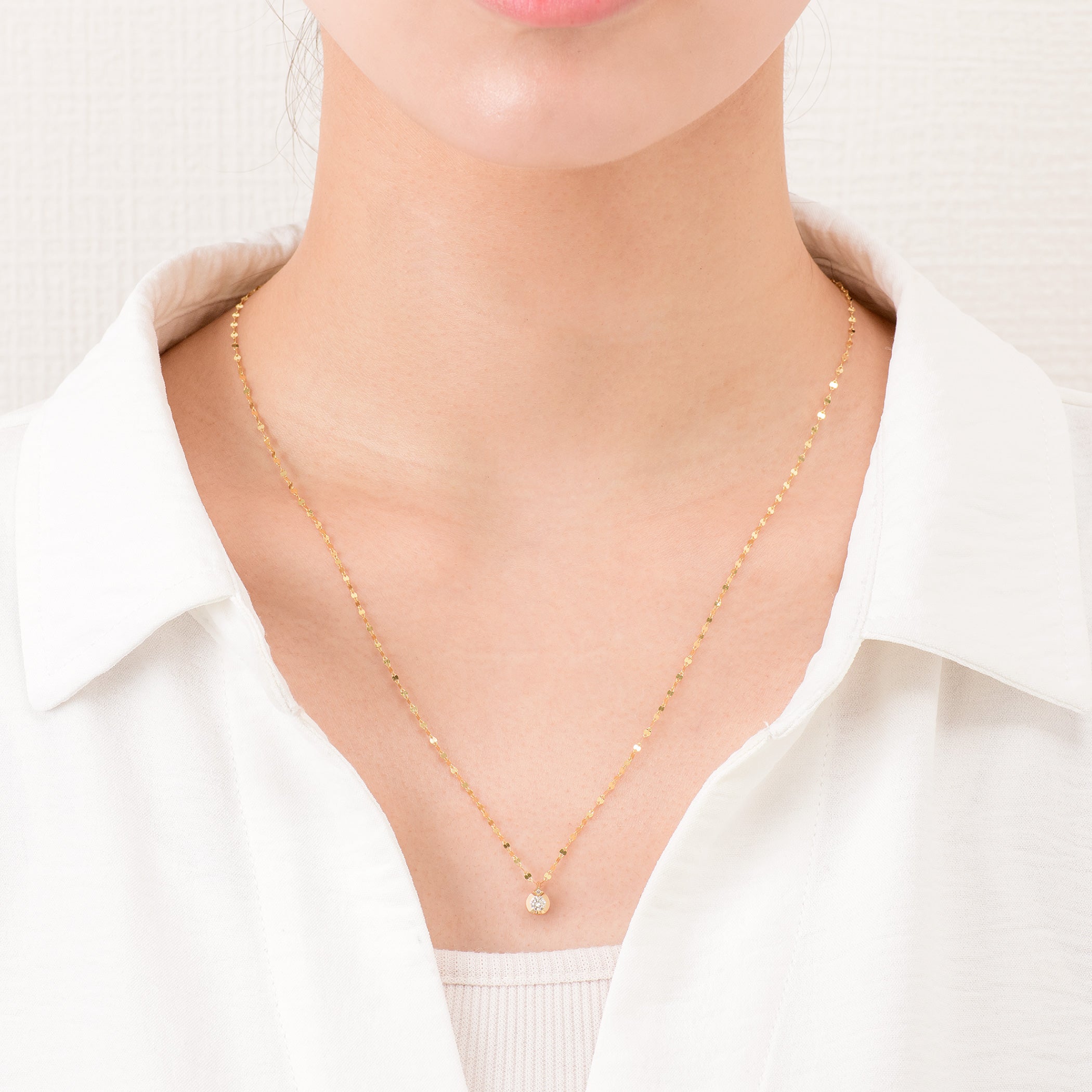 K18 イエローゴールド ダイヤモンド ネックレス(0.1ct)