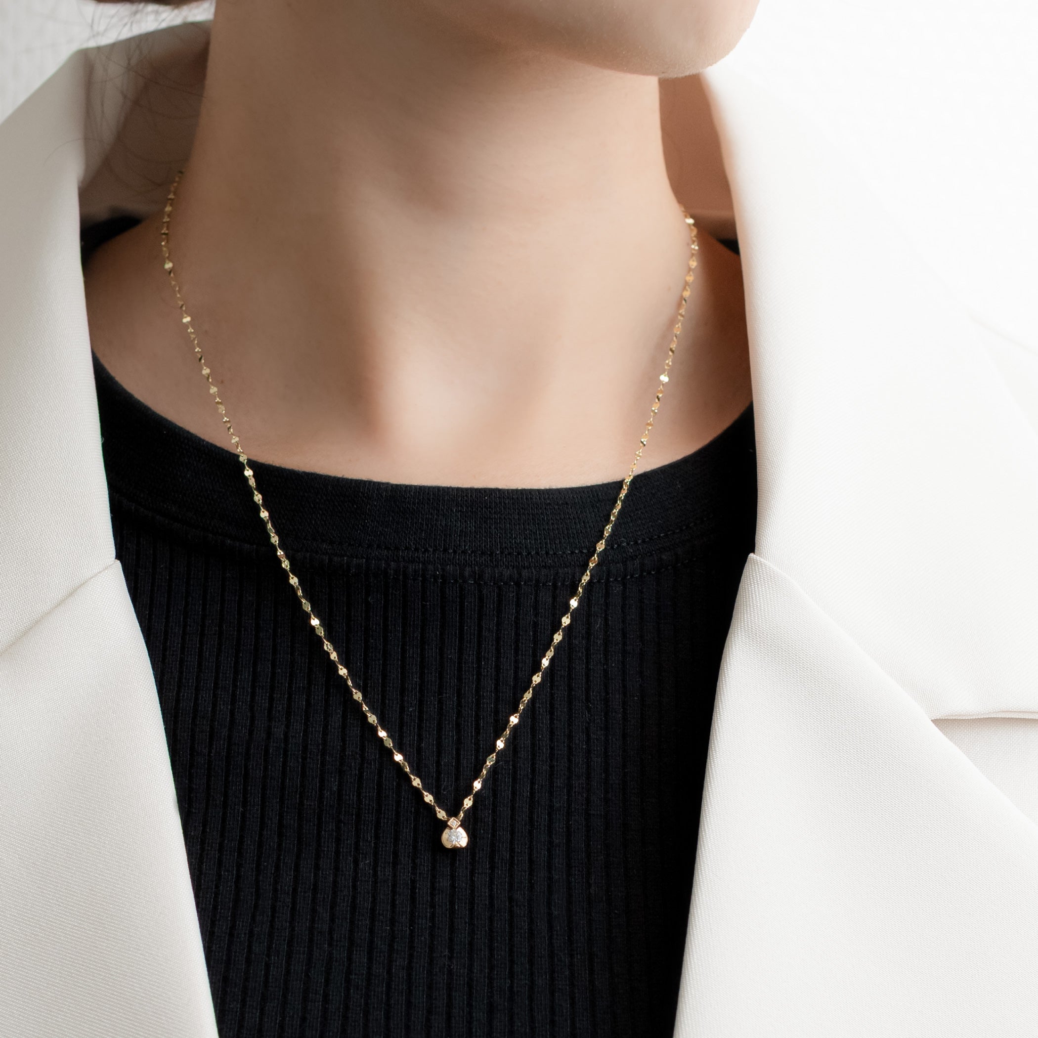 K18 イエローゴールド ダイヤモンド ネックレス(0.1ct)