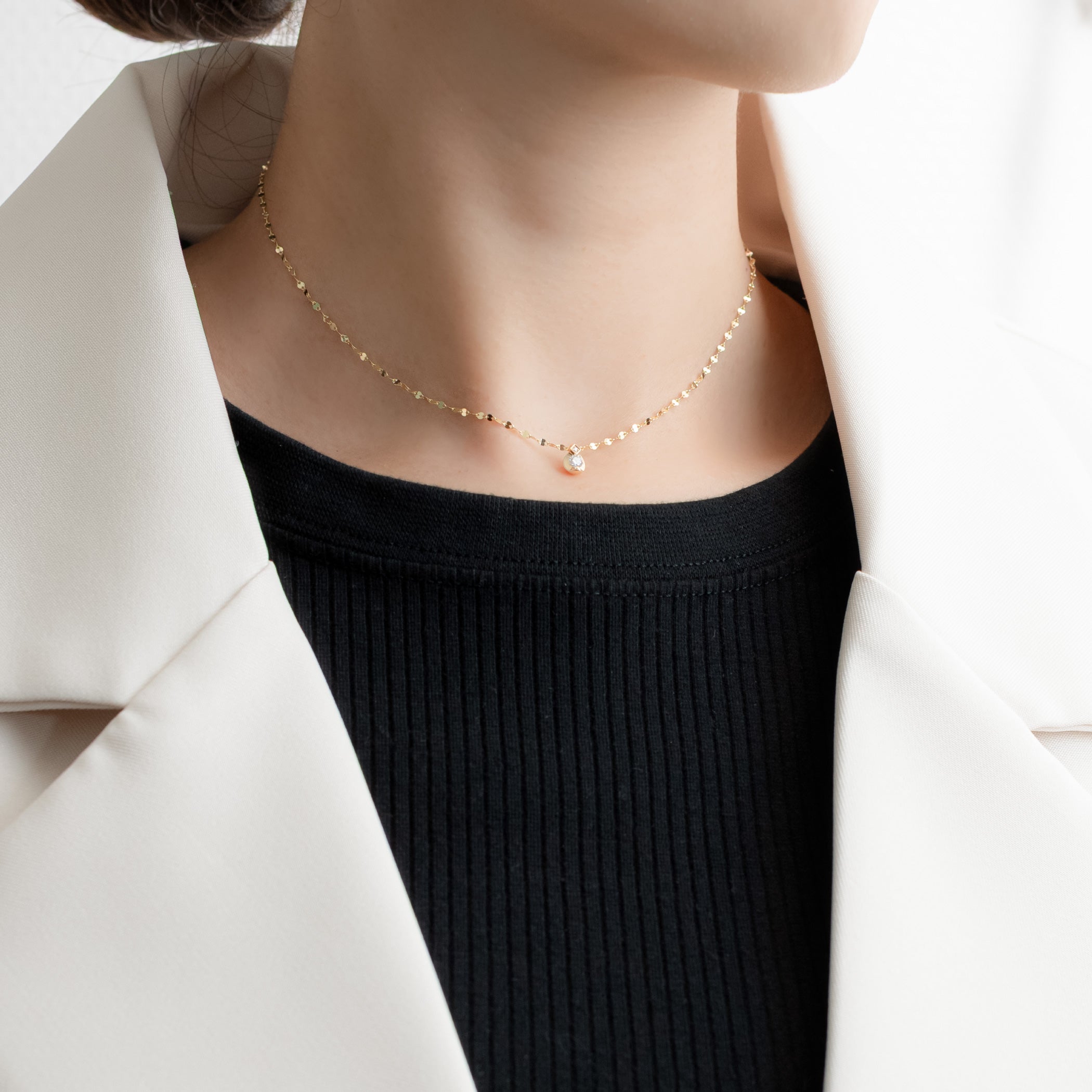 K18 イエローゴールド ダイヤモンド ネックレス(0.1ct)