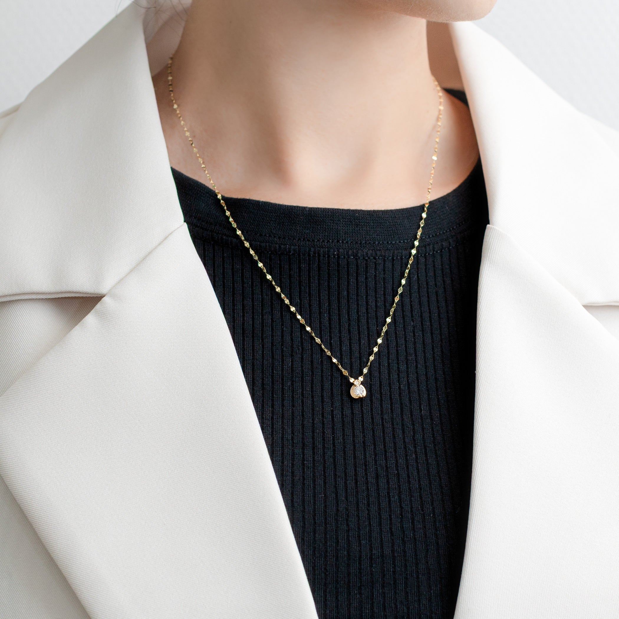 K18 イエローゴールド ダイヤモンド ネックレス(0.2ct)