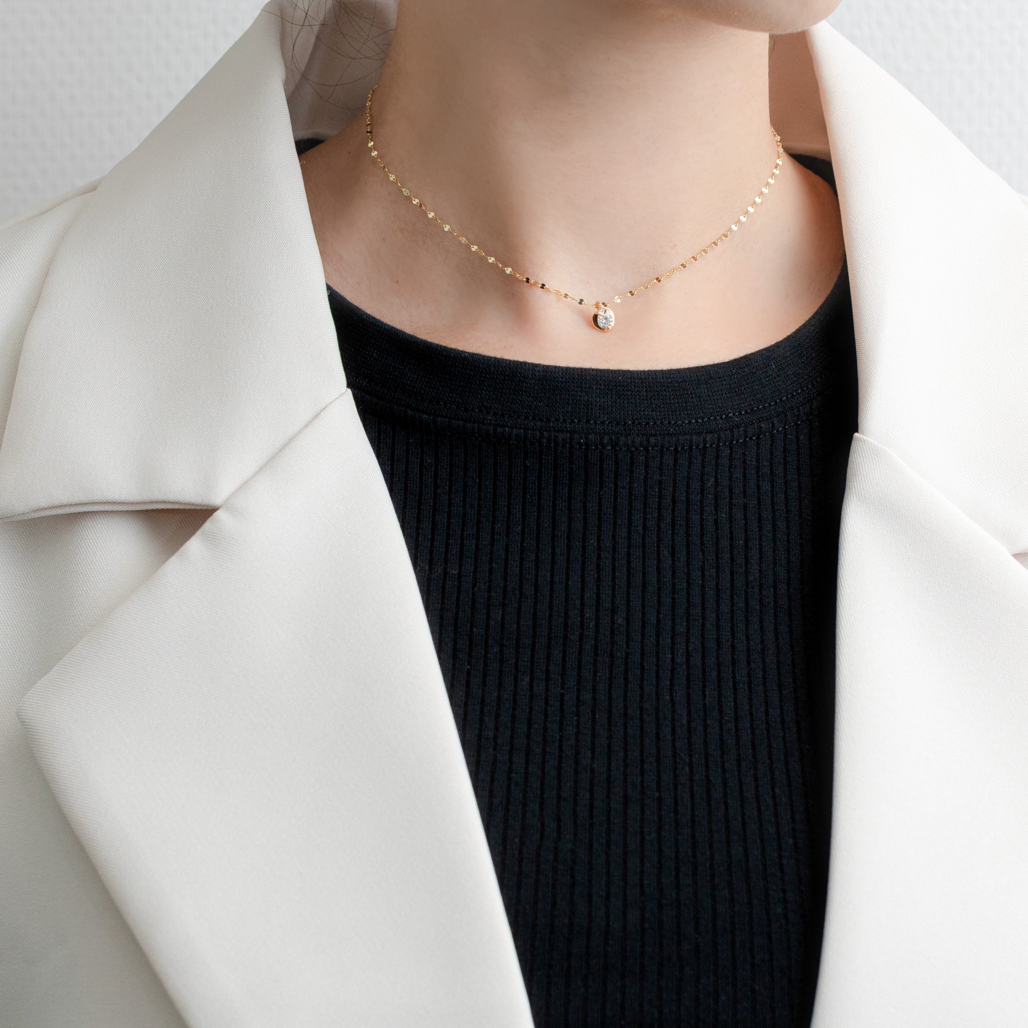 K18 イエローゴールド ダイヤモンド ネックレス(0.2ct)