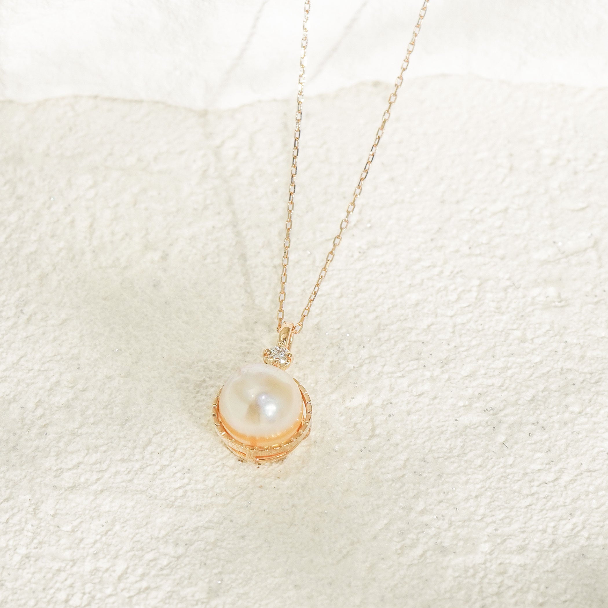 6月誕生石 K10 イエローゴールド あこや真珠 ネックレス