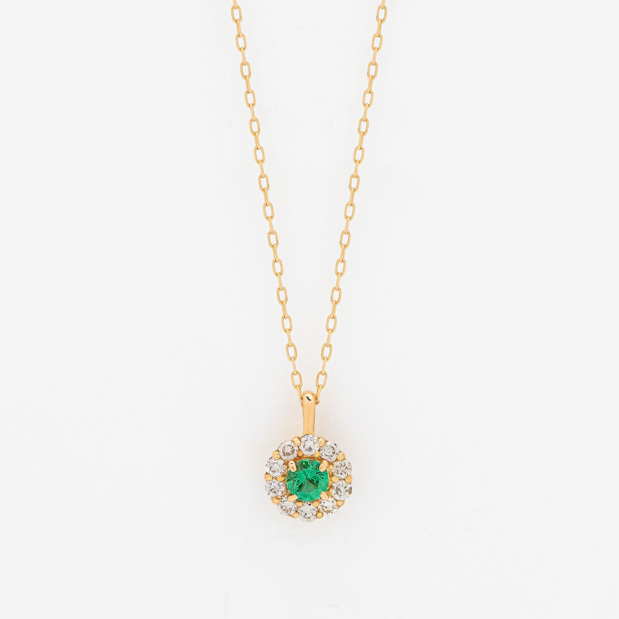 5月誕生石 K18 イエローゴールド エメラルド ネックレス – Milluflora