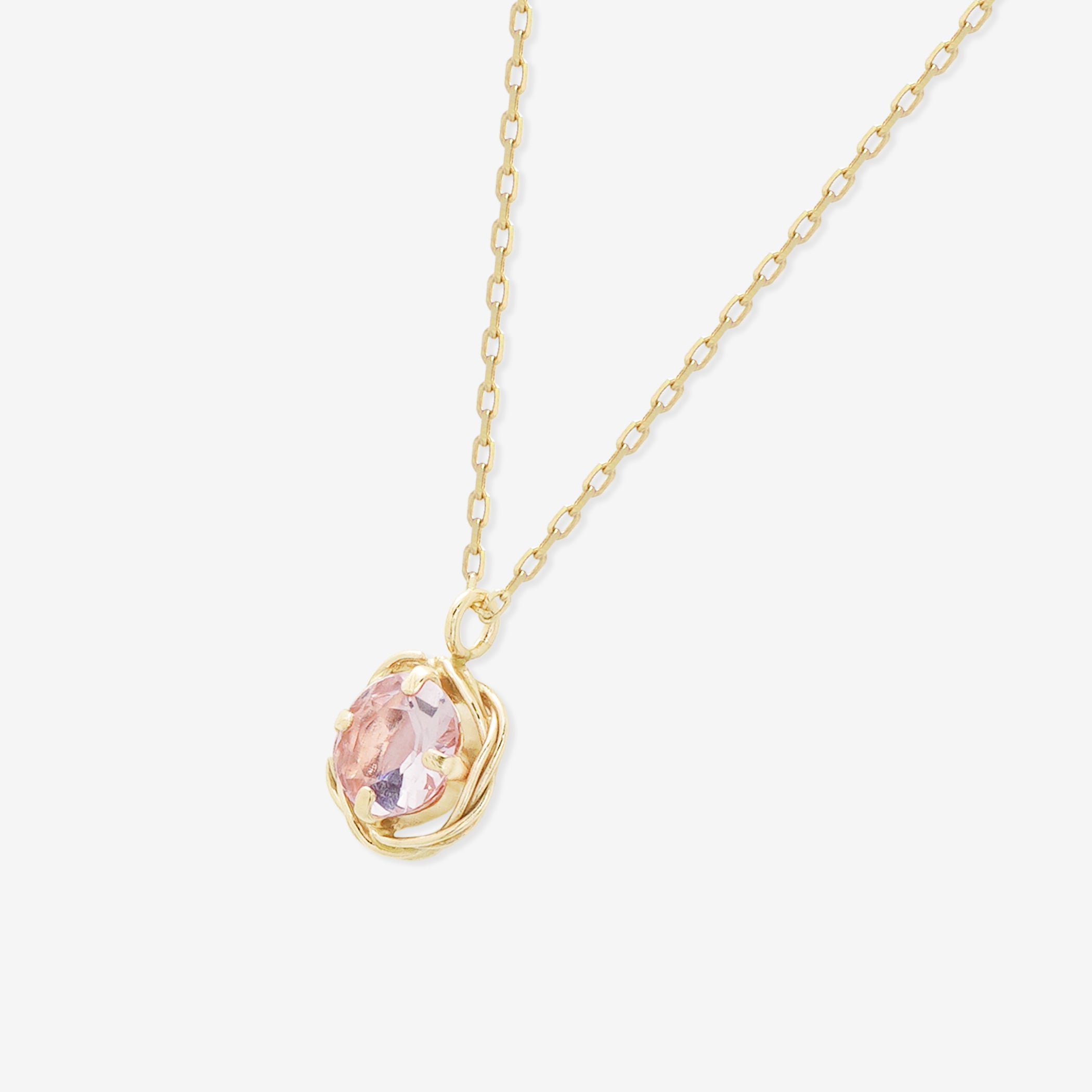4月誕生石 K10 イエローゴールド モルガナイト ネックレス