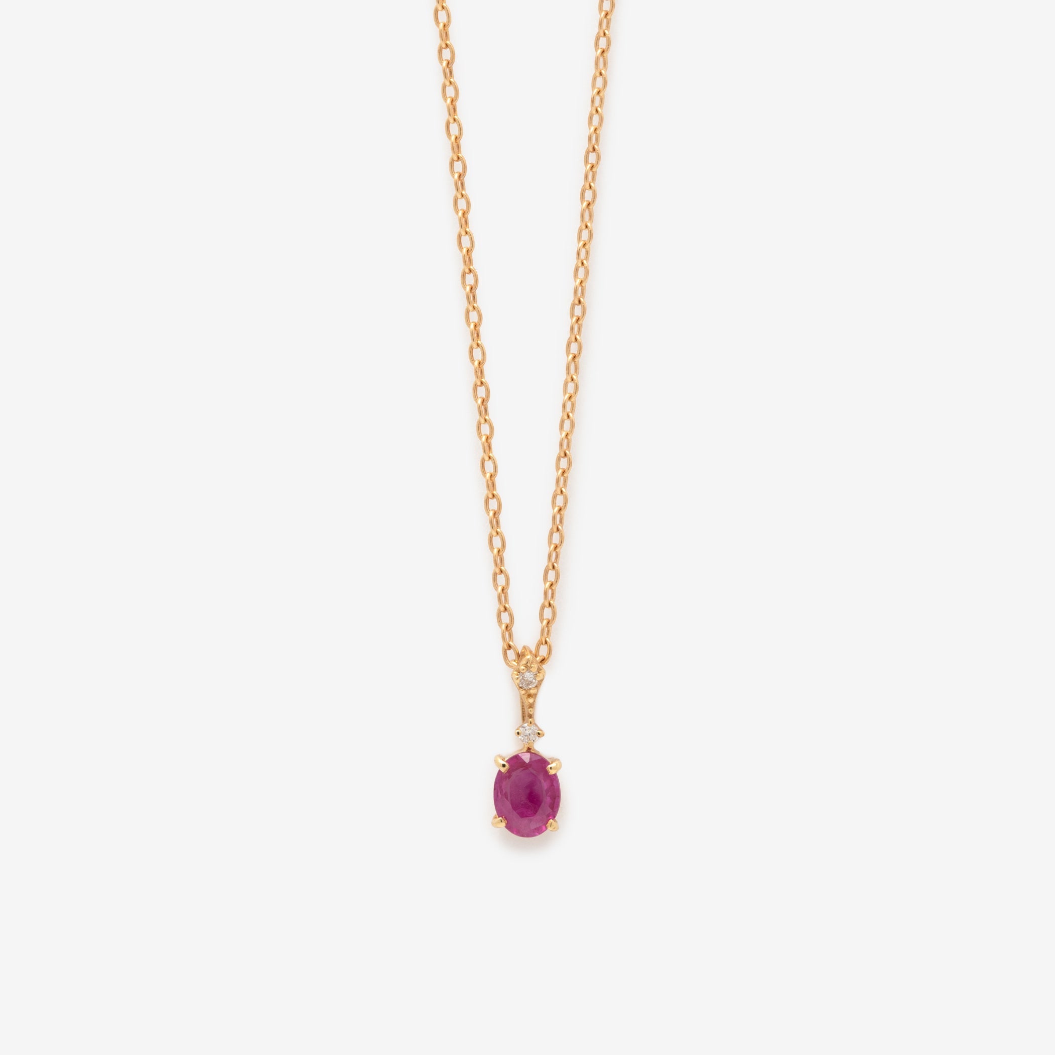 7月誕生石 K18 イエローゴールド ルビー ネックレス – Milluflora