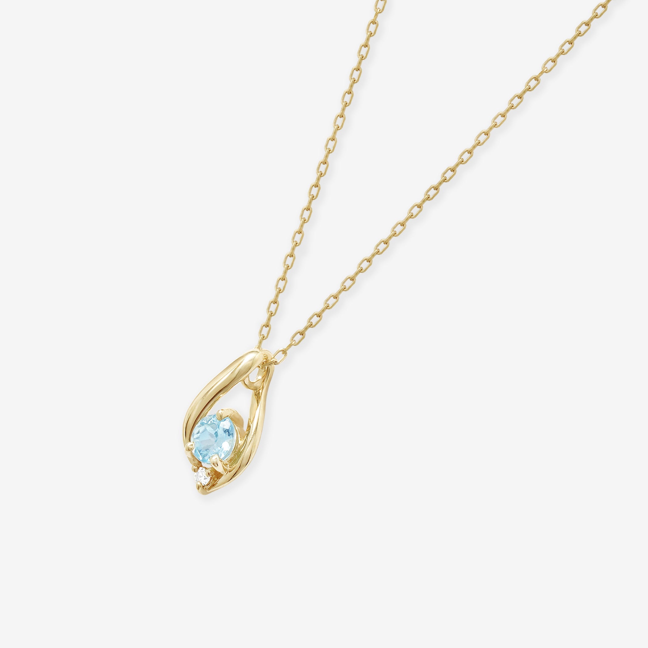 【WEB限定】3月誕生石 K10 イエローゴールド アクアマリン しずく ネックレス