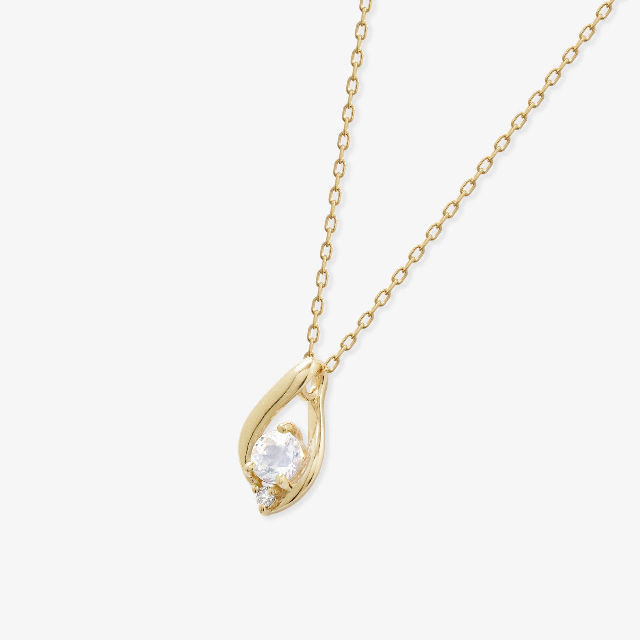 【WEB限定】6月誕生石 K10 イエローゴールド ムーンストーン しずく ネックレス