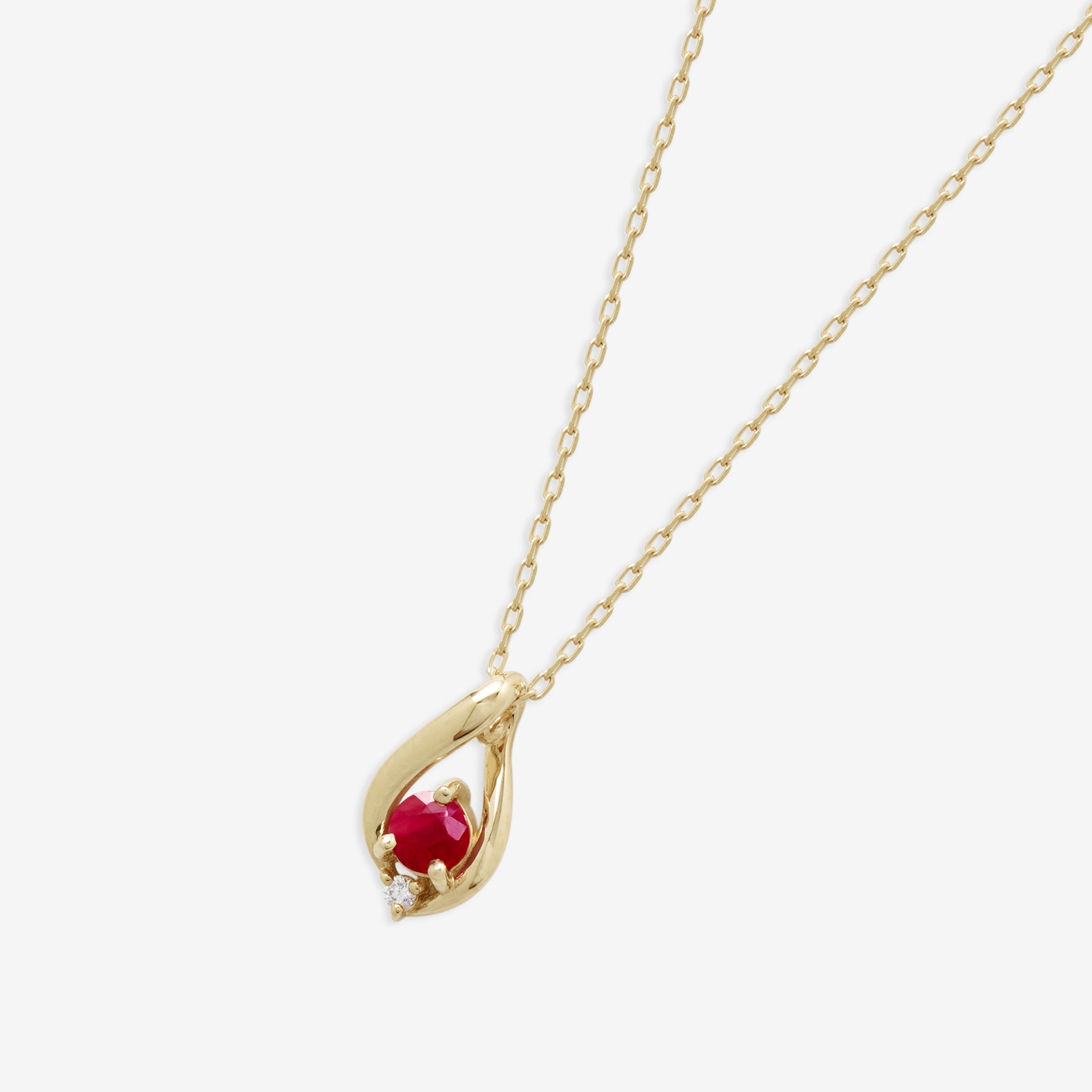 【WEB限定】7月誕生石 K10 イエローゴールド ルビー しずく ネックレス