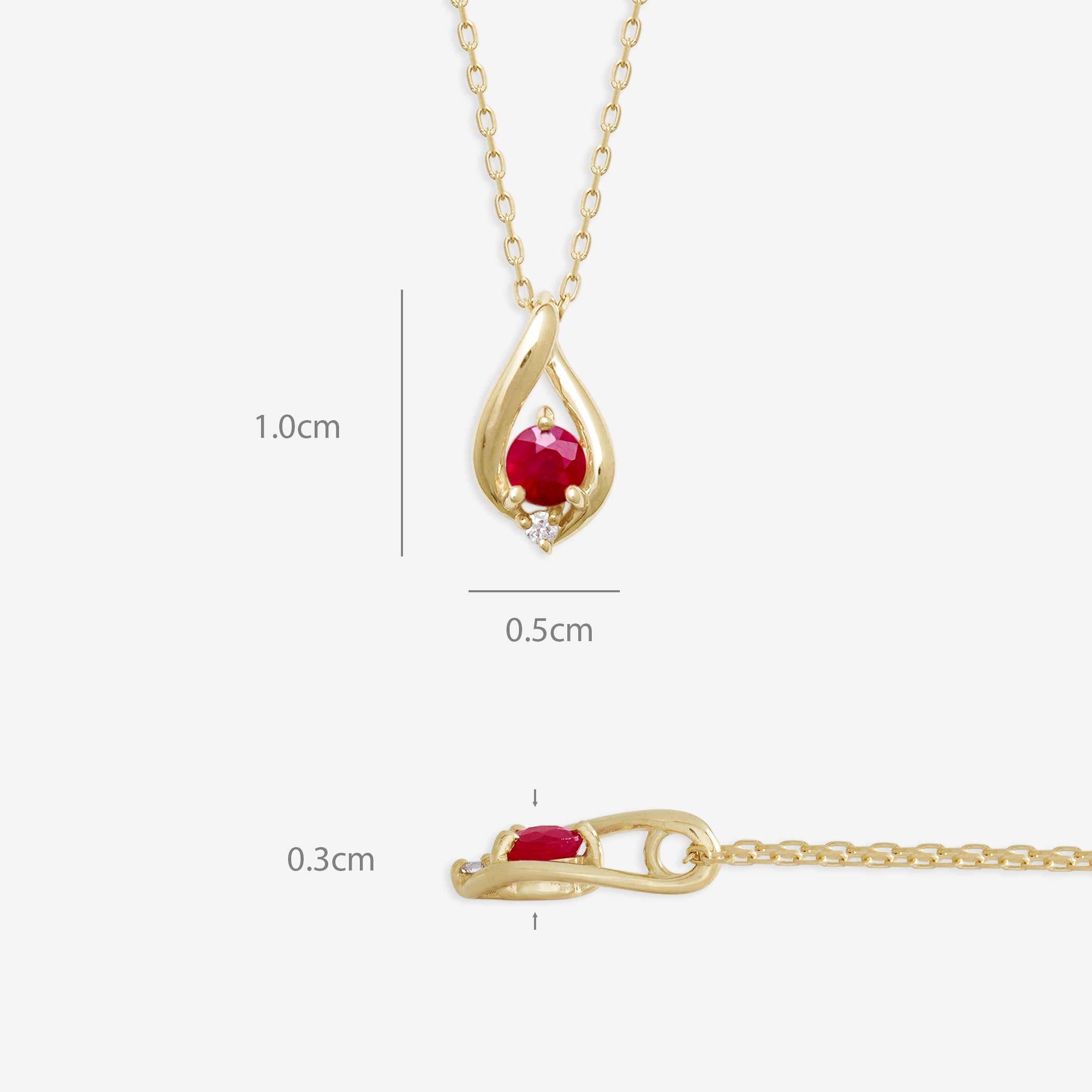 【WEB限定】7月誕生石 K10 イエローゴールド ルビー しずく ネックレス