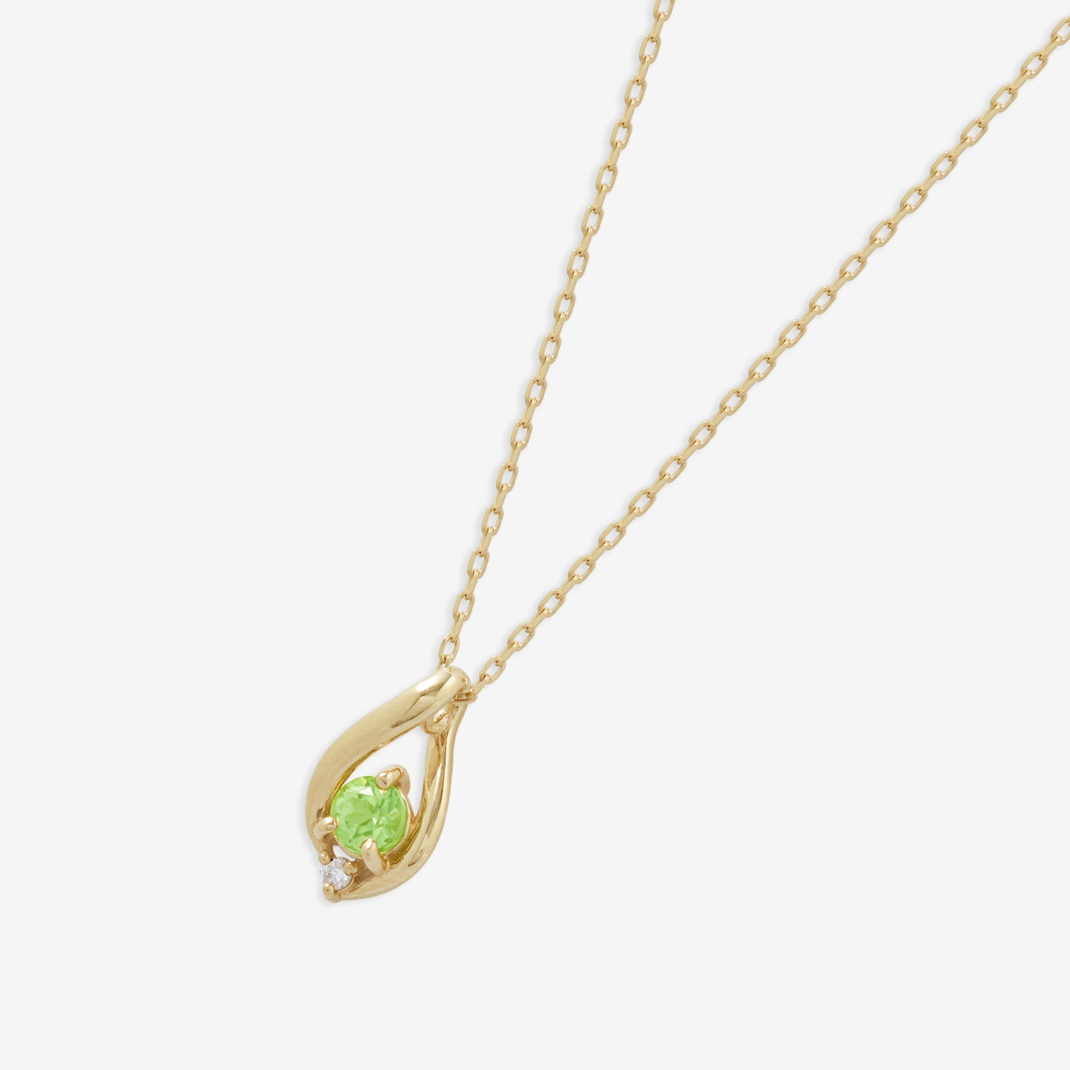 【WEB限定】8月誕生石 K10 イエローゴールド ペリドット しずく ネックレス