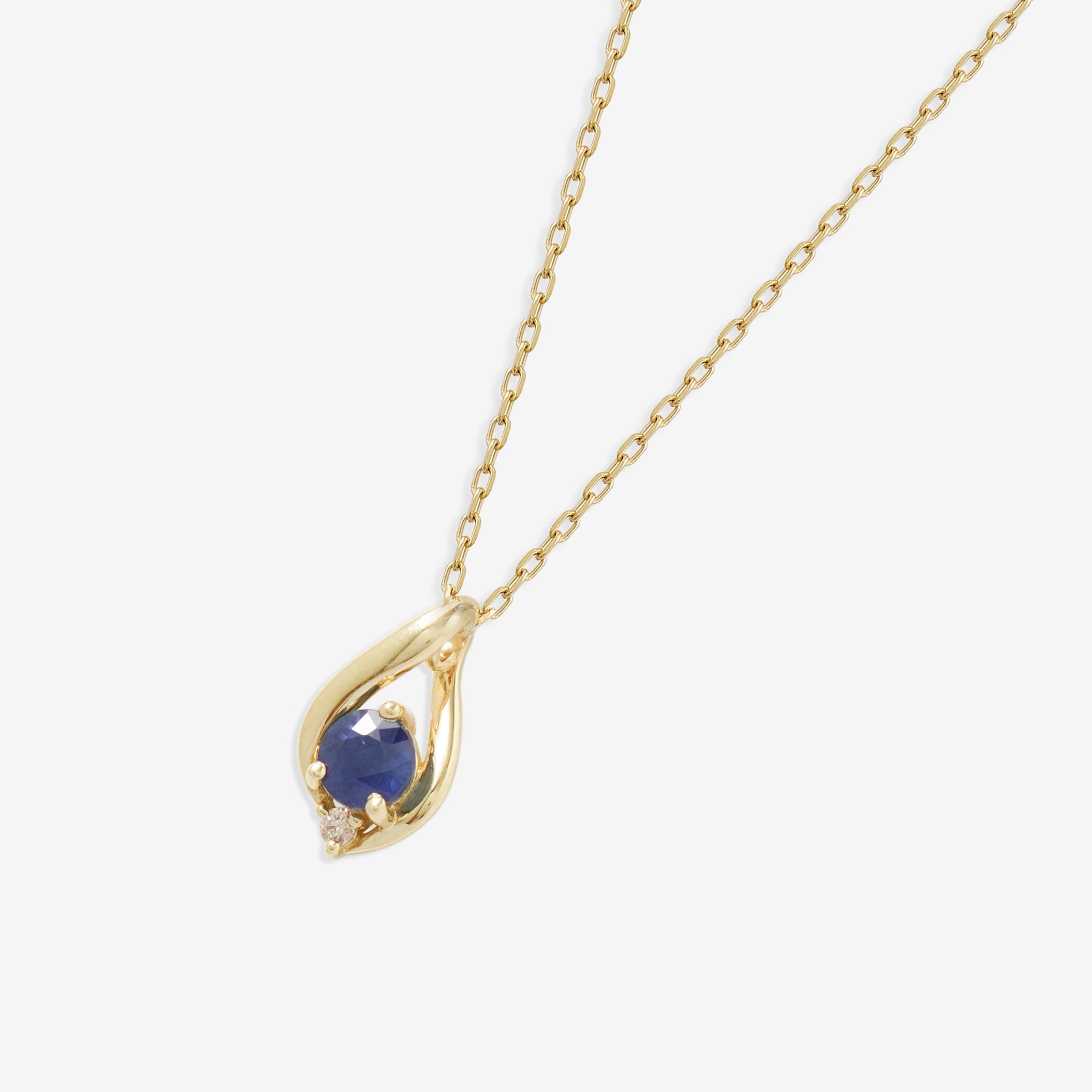 【WEB限定】9月誕生石 K10 イエローゴールド サファイア しずく ネックレス