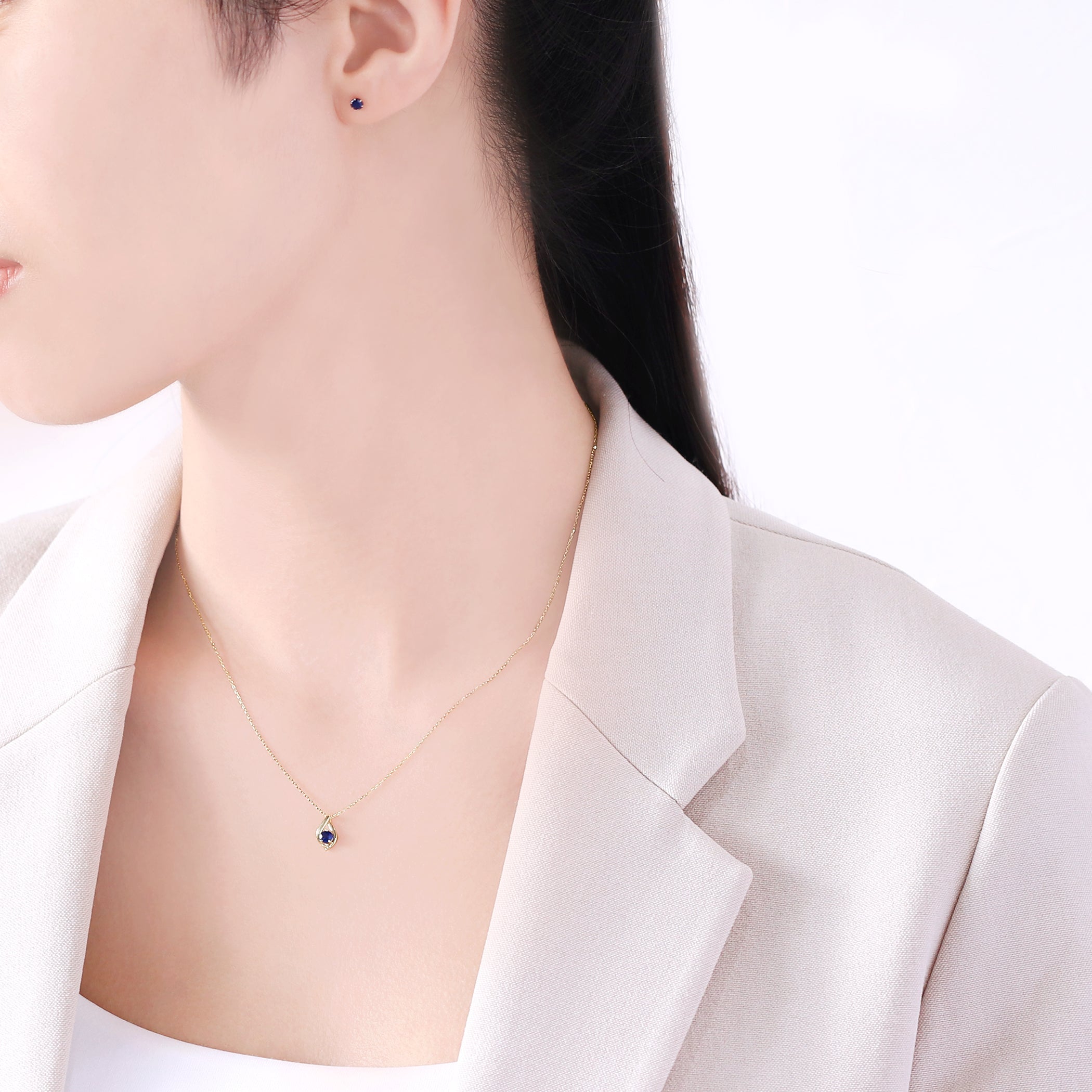 【WEB限定】9月誕生石 K10 イエローゴールド サファイア しずく ネックレス