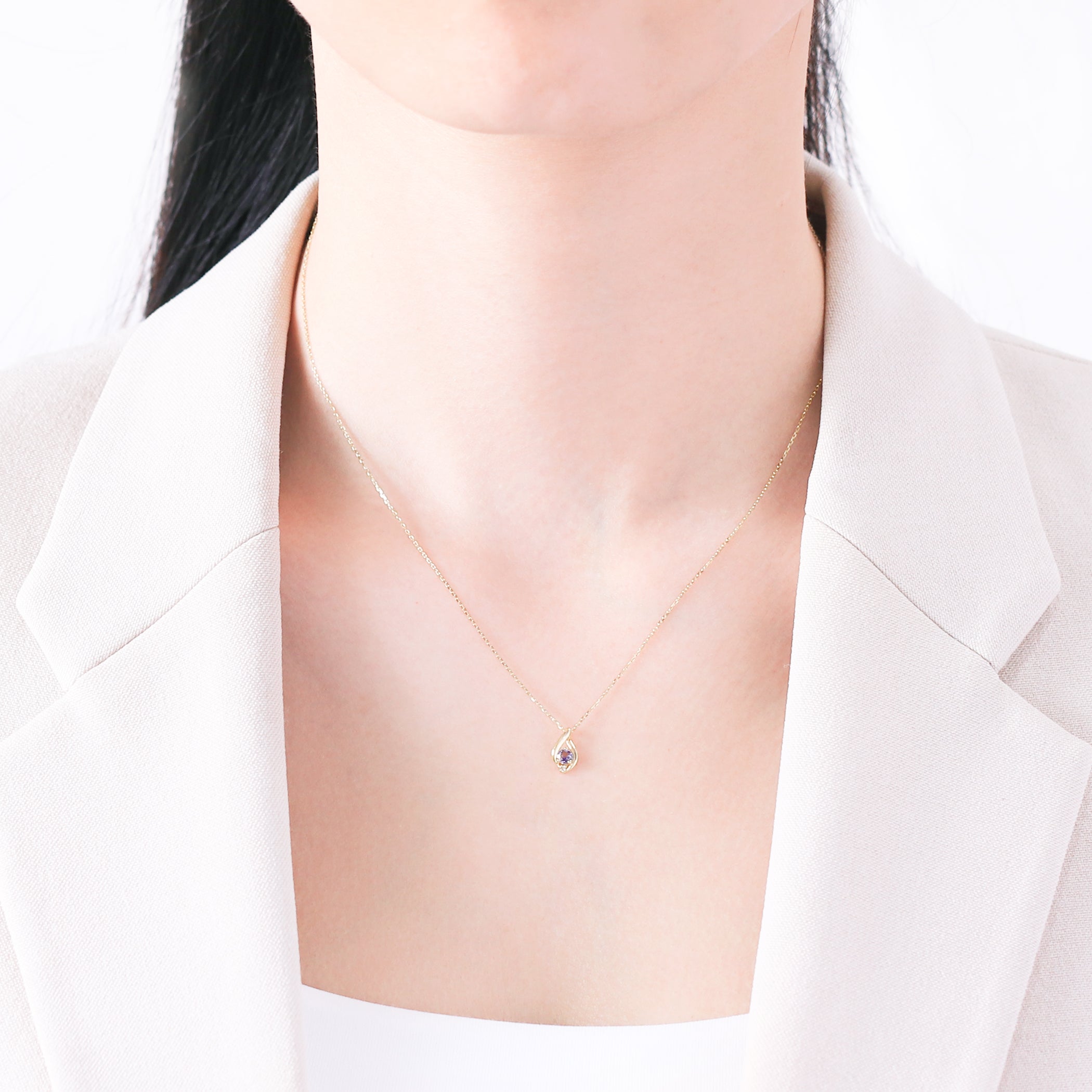 【WEB限定】12月誕生石 K10 イエローゴールド タンザナイト しずく ネックレス