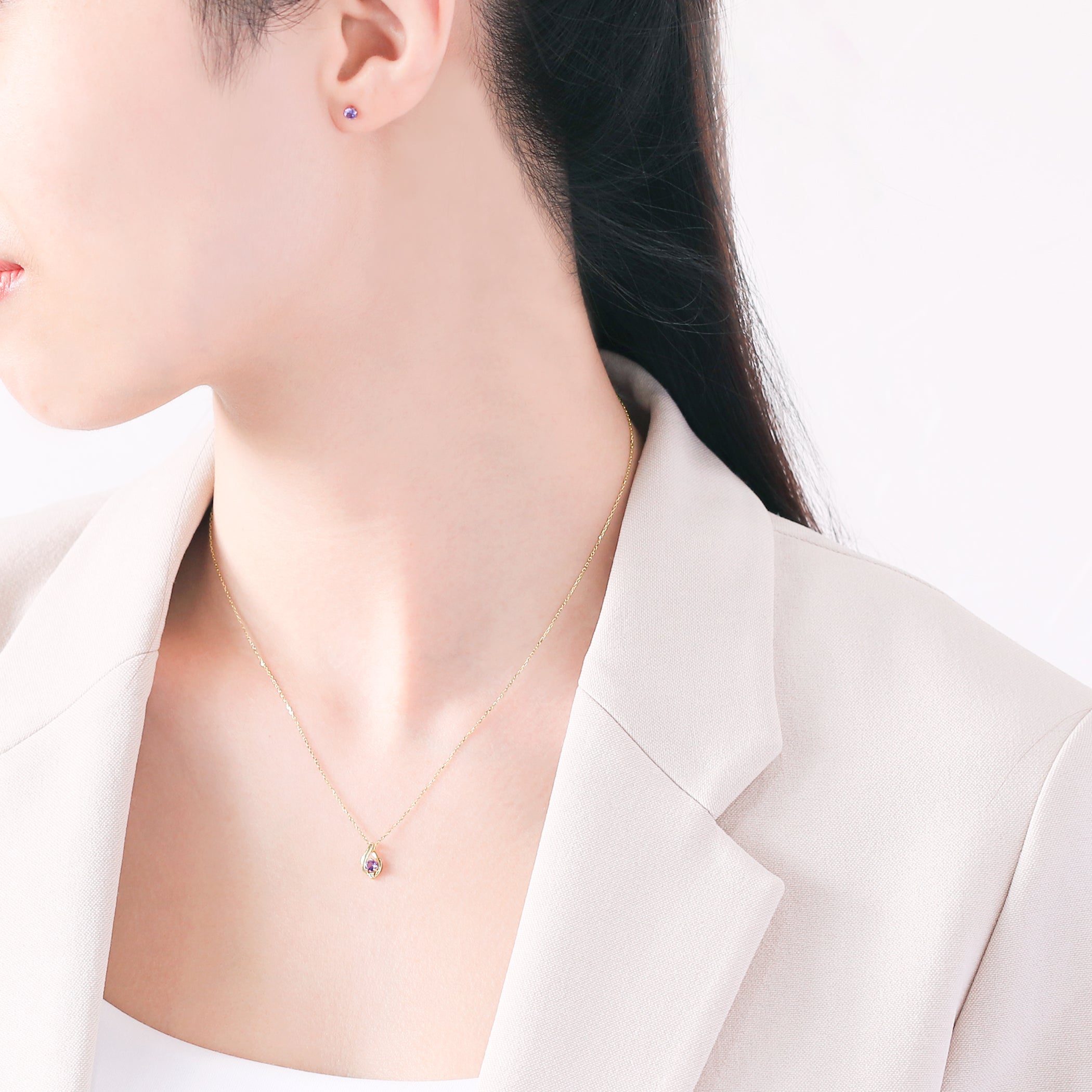 【WEB限定】12月誕生石 K10 イエローゴールド タンザナイト しずく ネックレス