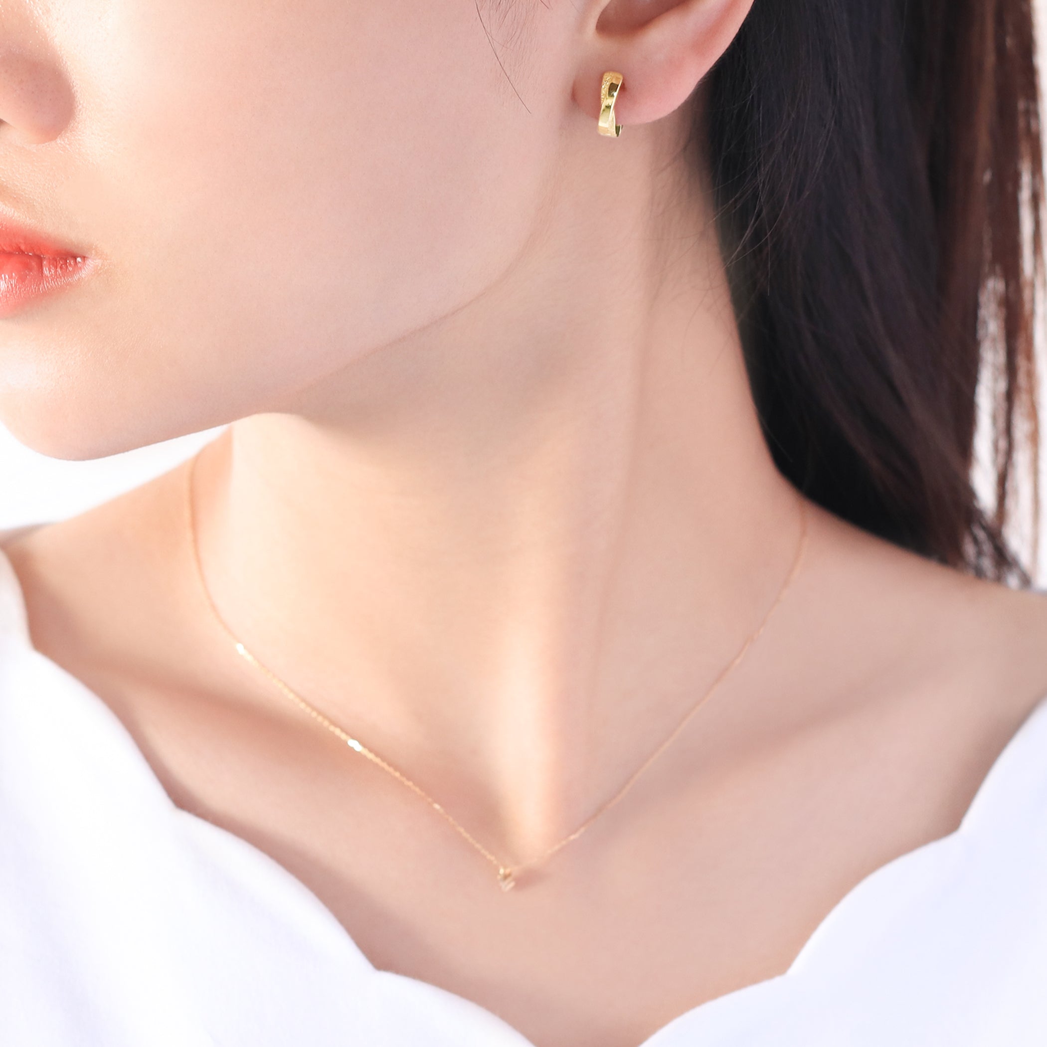 シルバー イエローゴールドメッキ イヤリング