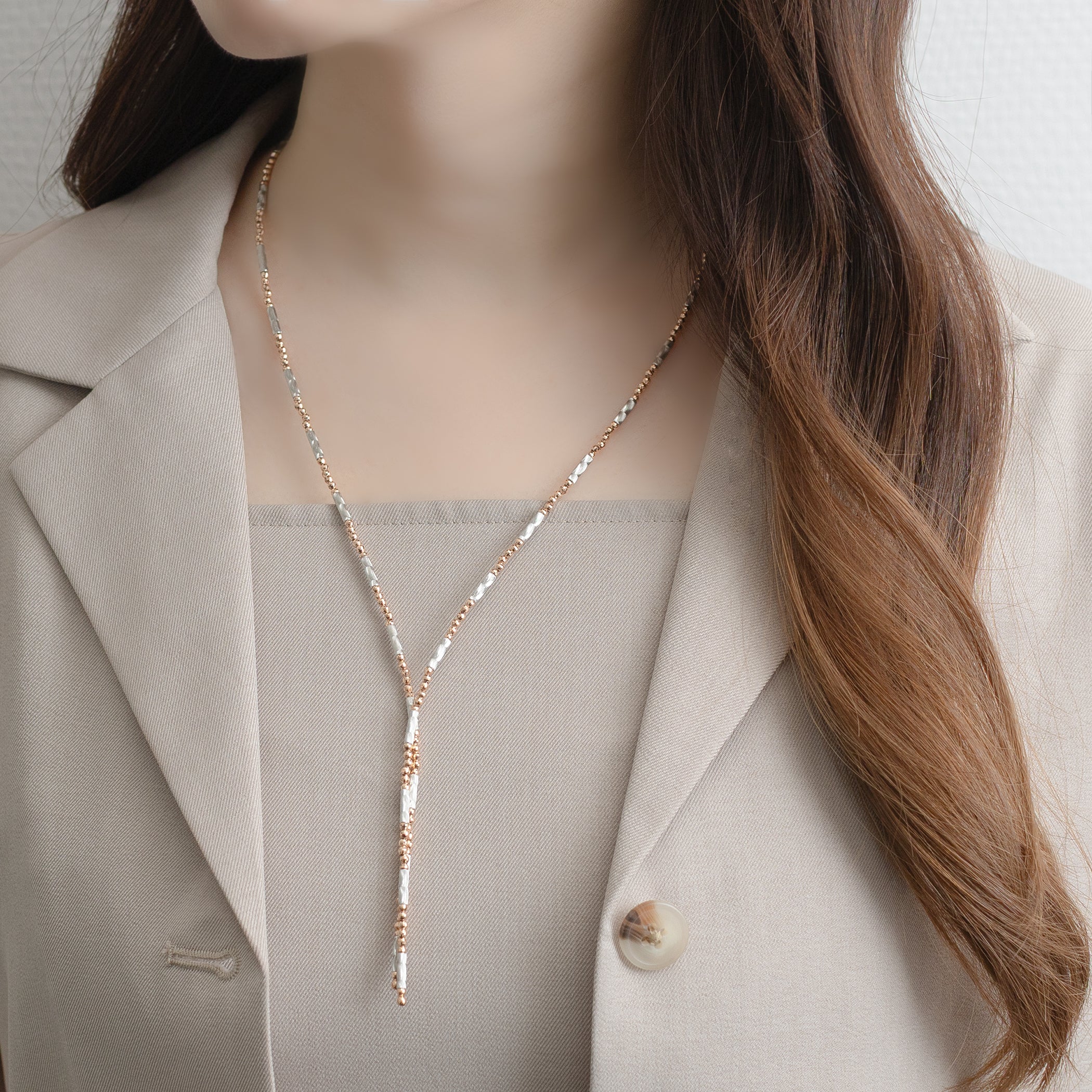 プラチナ/K18 ピンクゴールド ネックレス