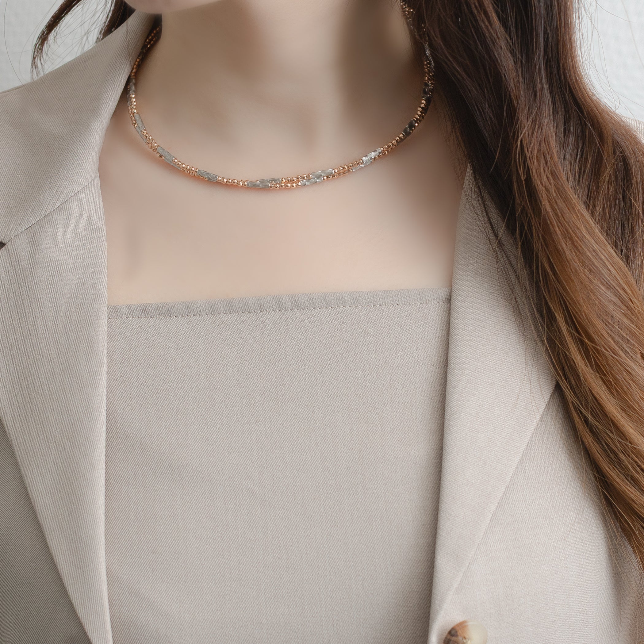 プラチナ/K18 ピンクゴールド ネックレス