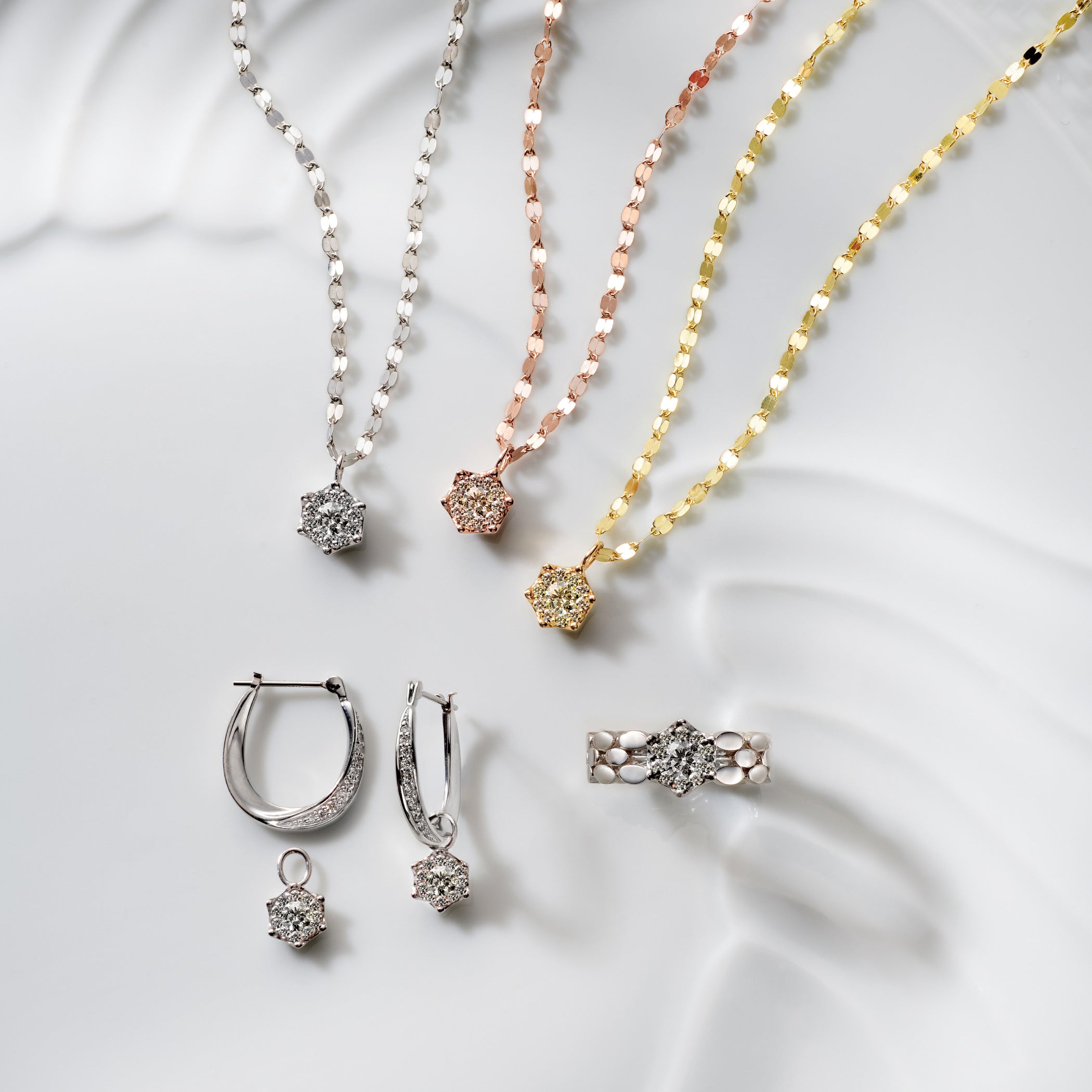 【asta Iris】K18 ピンクゴールド ダイヤモンド ロングネックレス