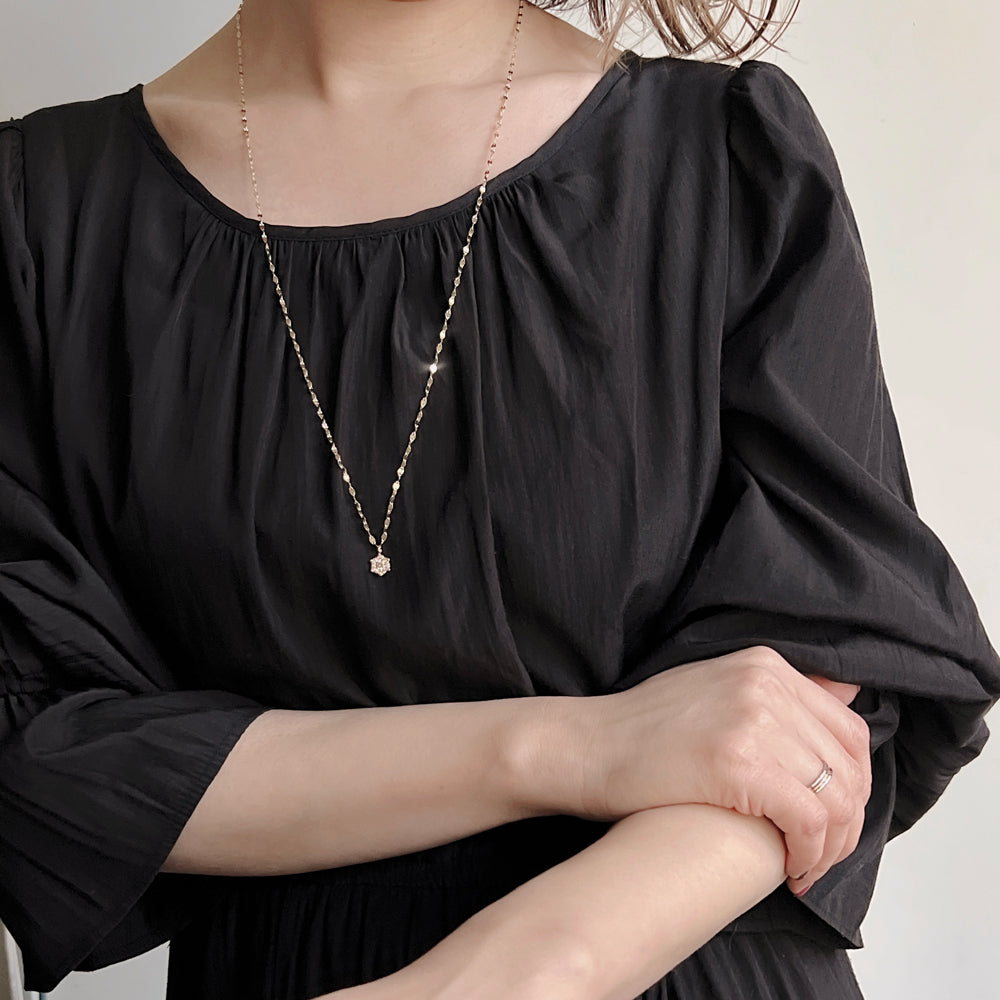 【asta Iris】K18 ピンクゴールド ダイヤモンド ロングネックレス