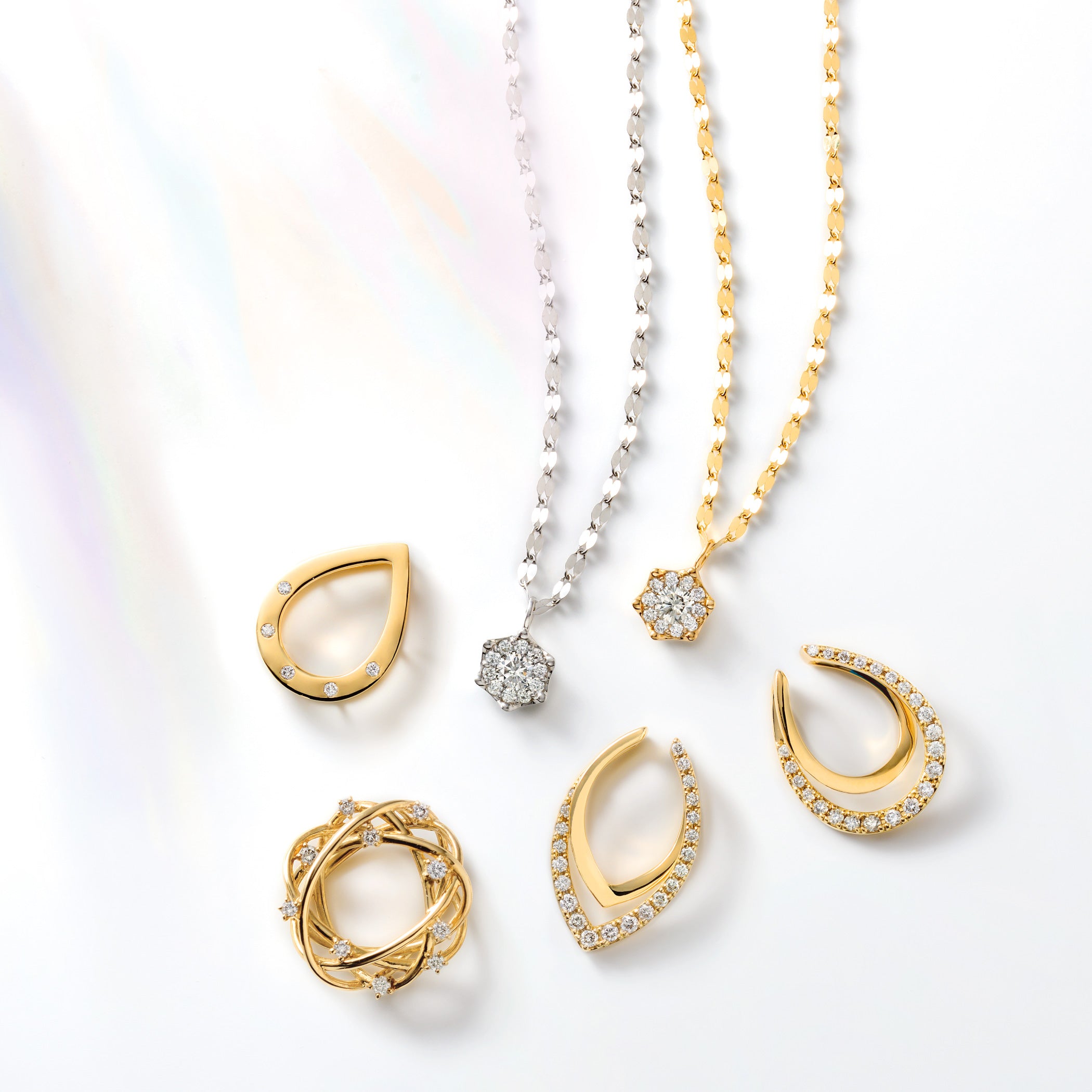 【asta Iris】K18 イエローゴールド ダイヤモンド しずく ネックレスチャーム