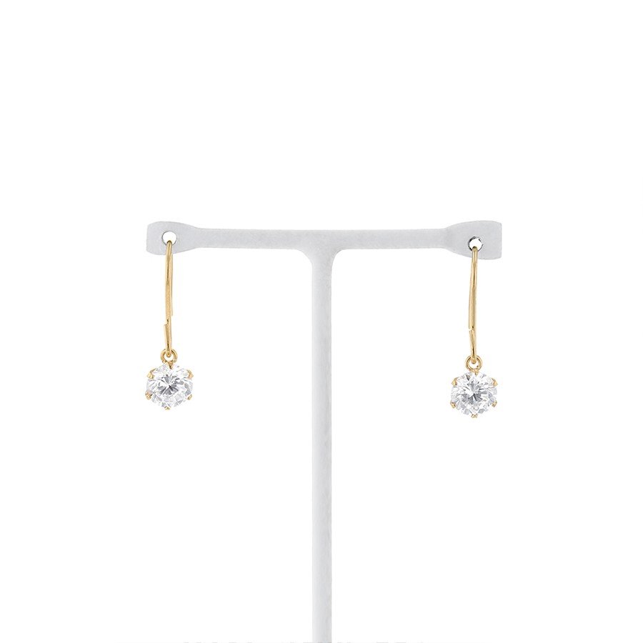 K18 イエローゴールド キュービックジルコニア フック ピアス(M)