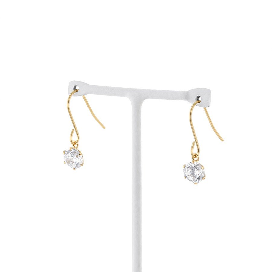 K18 イエローゴールド キュービックジルコニア フック ピアス(M)