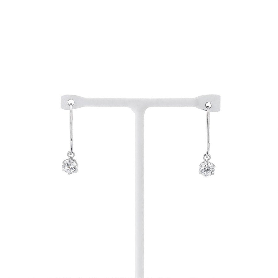 K18 ホワイトゴールド キュービックジルコニア フック ピアス(S)