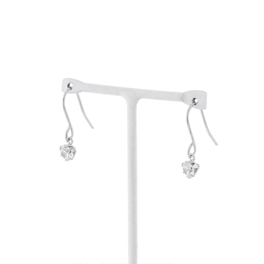 K18 ホワイトゴールド キュービックジルコニア フック ピアス(S)