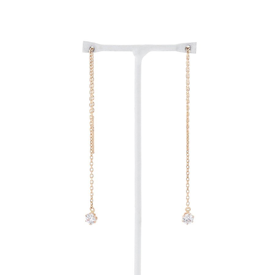 K18 ピンクゴールド キュービックジルコニア アメリカン ピアス(S)