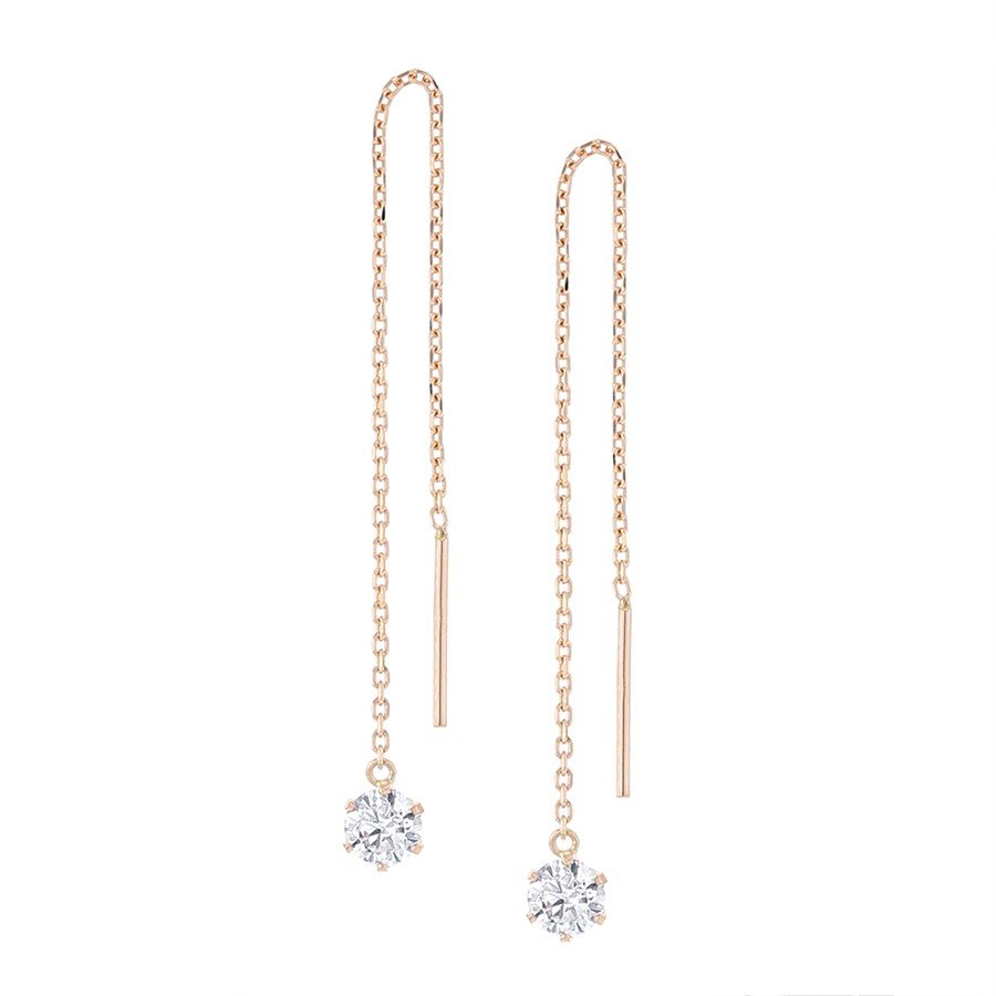 K18 ピンクゴールド キュービックジルコニア アメリカン ピアス