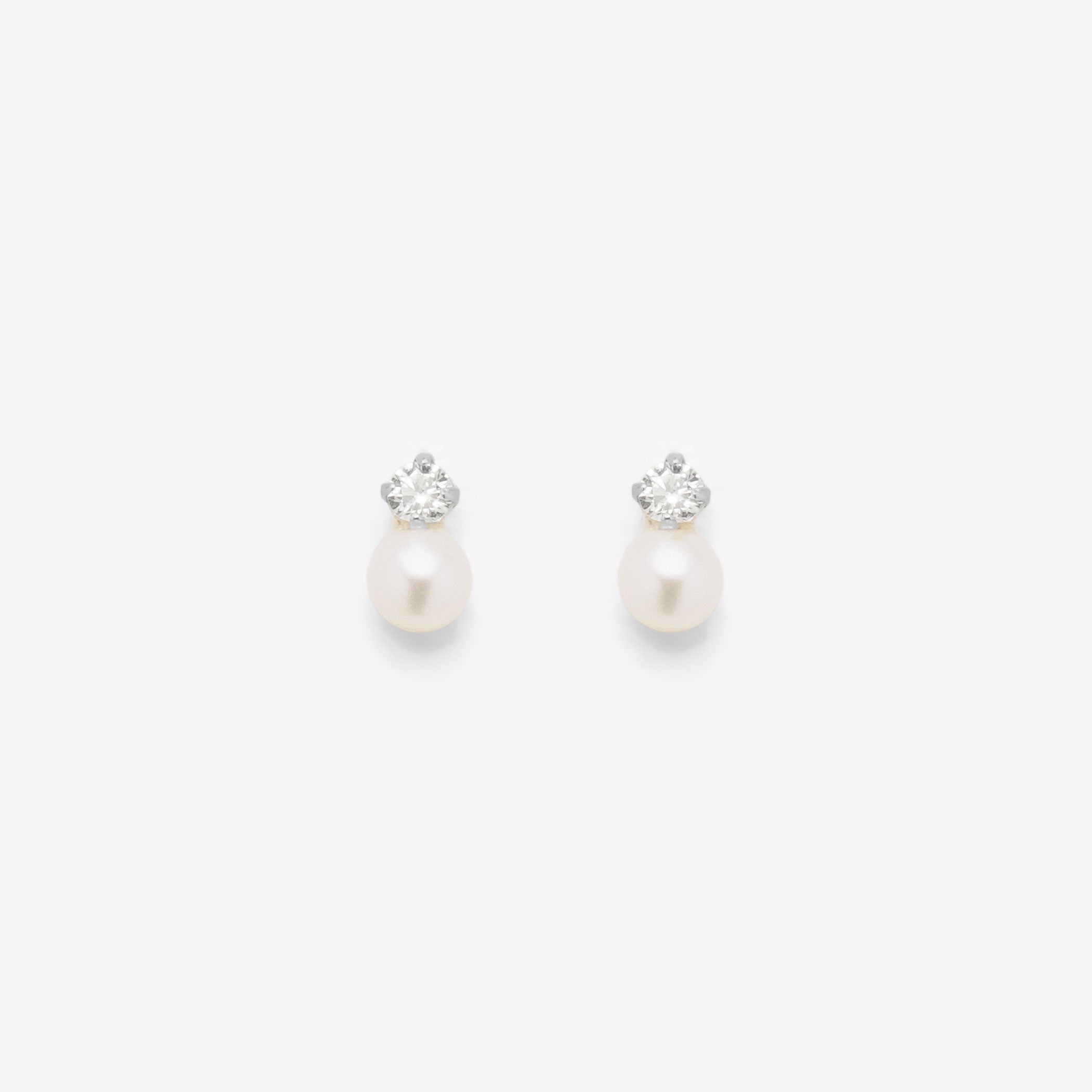 6月誕生石 K10 ホワイトゴールド 淡水パール ピアス