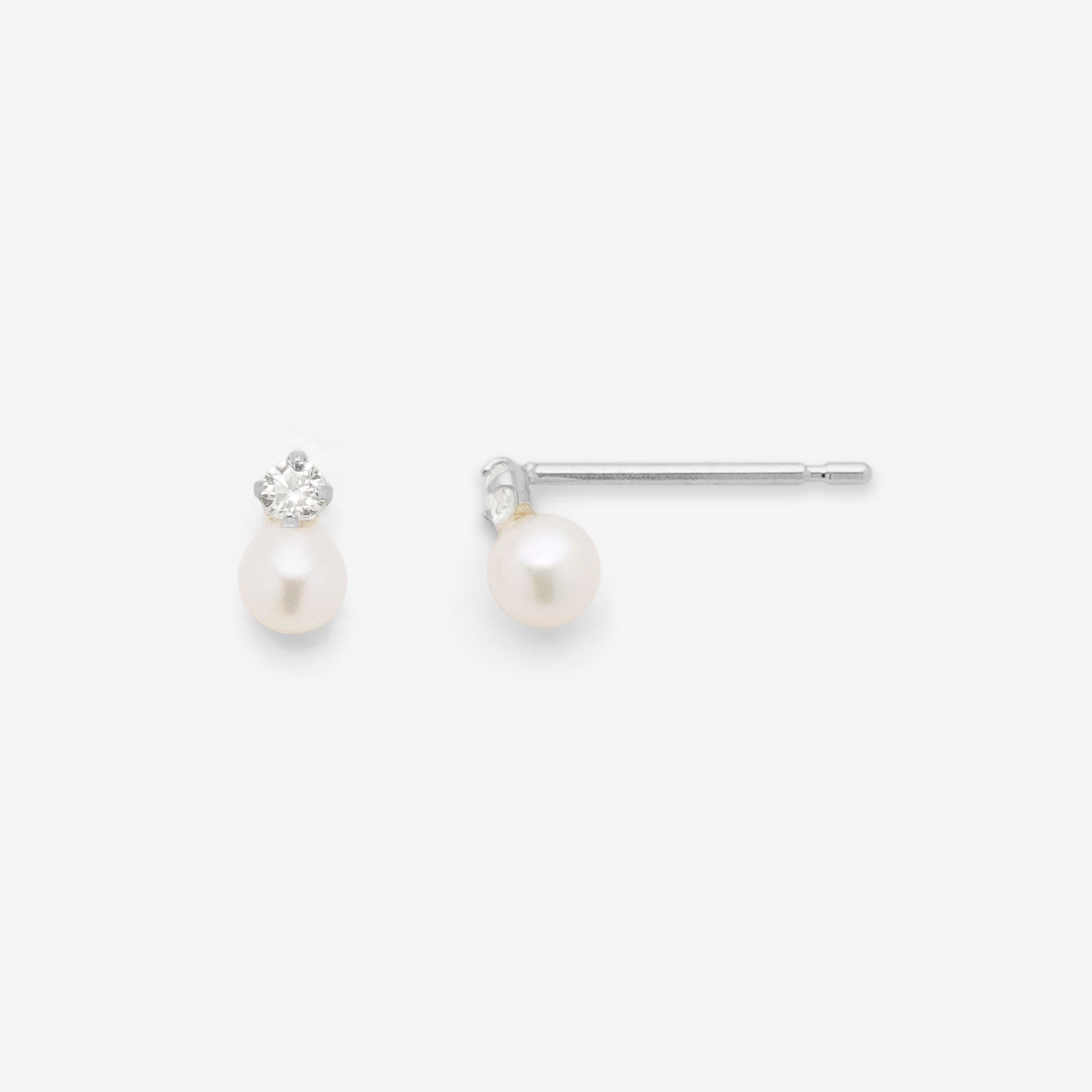 6月誕生石 K10 ホワイトゴールド 淡水パール ピアス