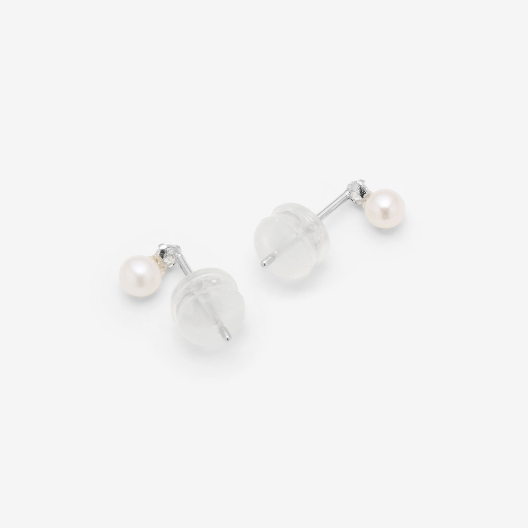 6月誕生石 K10 ホワイトゴールド 淡水パール ピアス