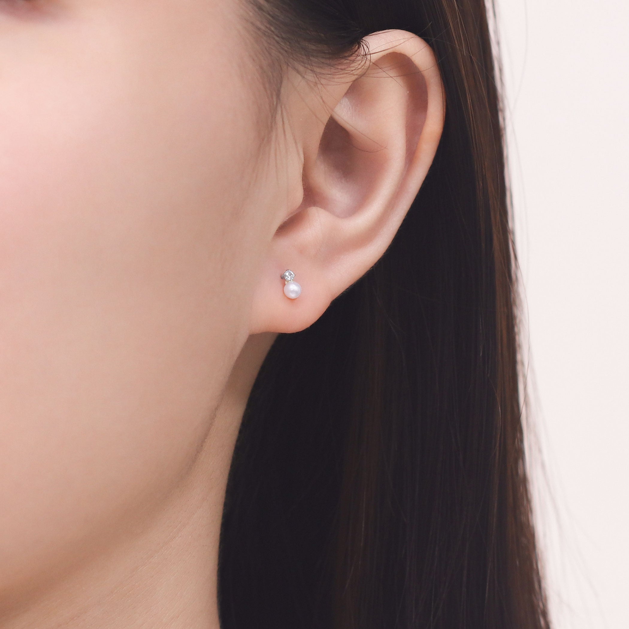 6月誕生石 K10 ホワイトゴールド 淡水パール ピアス