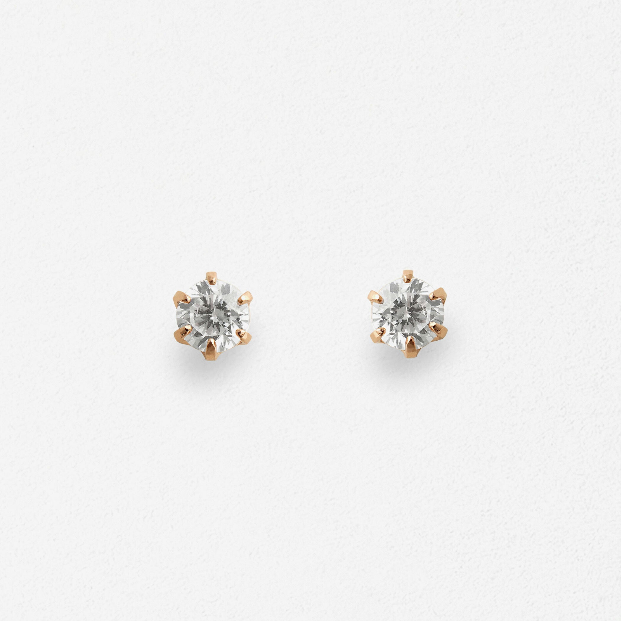 K18 ピンクゴールド キュービックジルコニア ピアス(2mm)/milluflora(ミルフローラ)