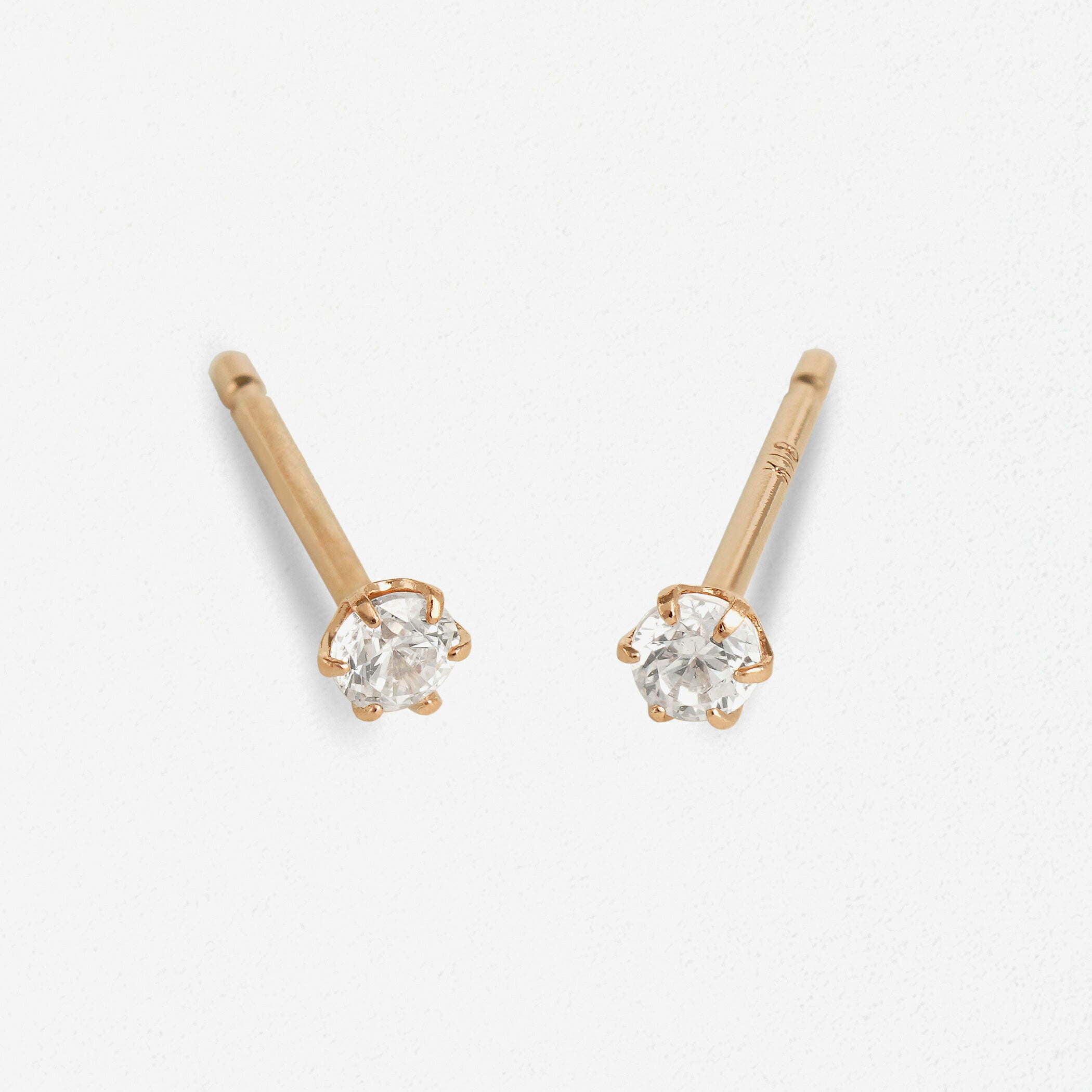 K18 ピンクゴールド キュービックジルコニア ピアス(2mm)