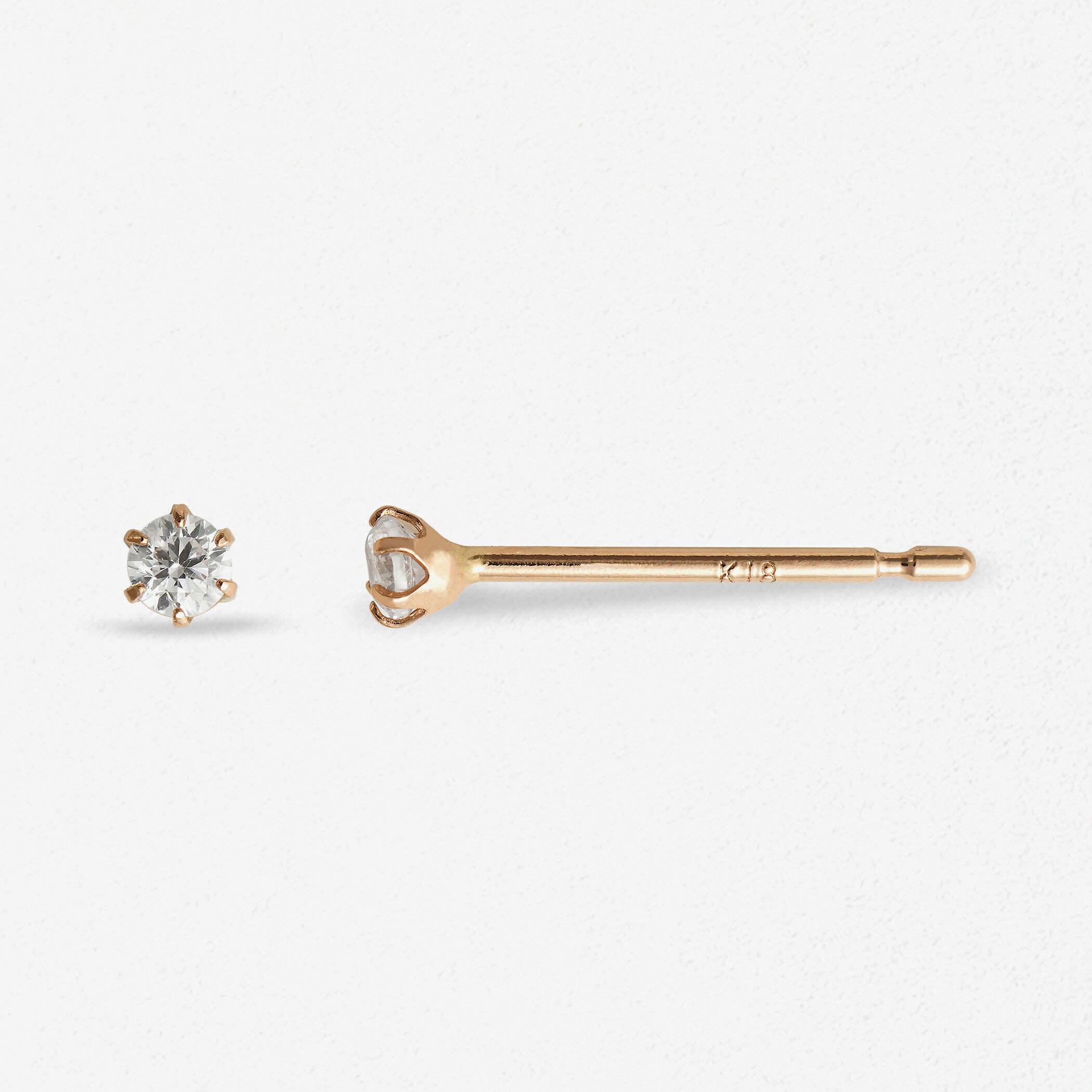 K18 ピンクゴールド キュービックジルコニア ピアス(2mm)