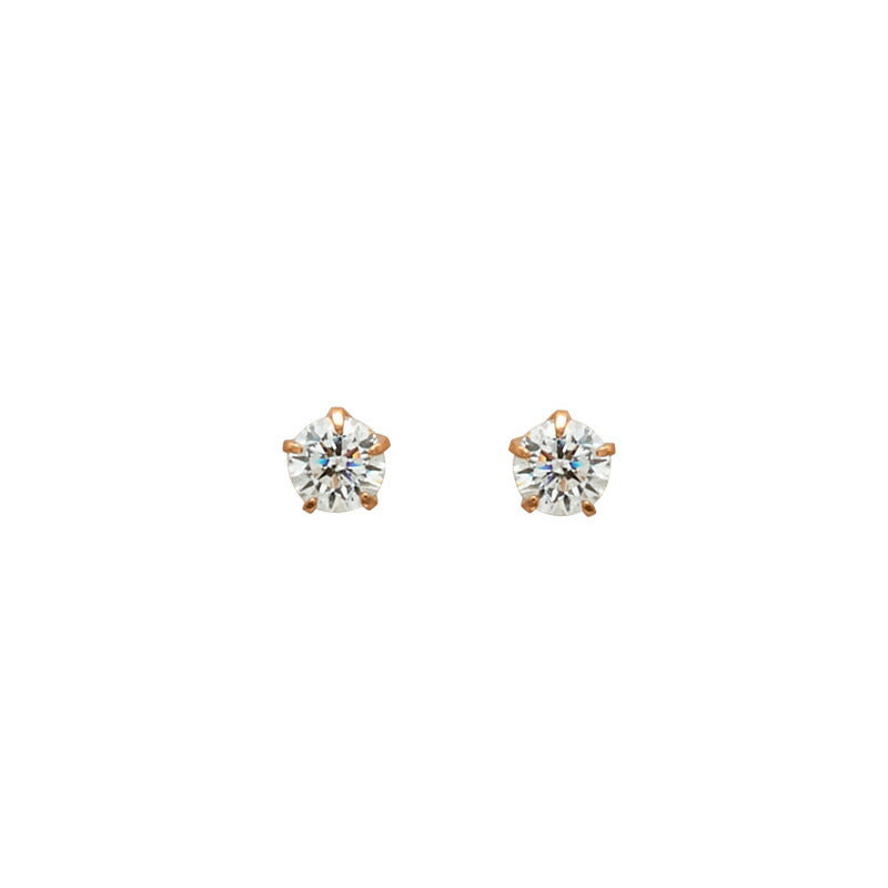 K18 ピンクゴールド キュービックジルコニア ピアス(2mm)