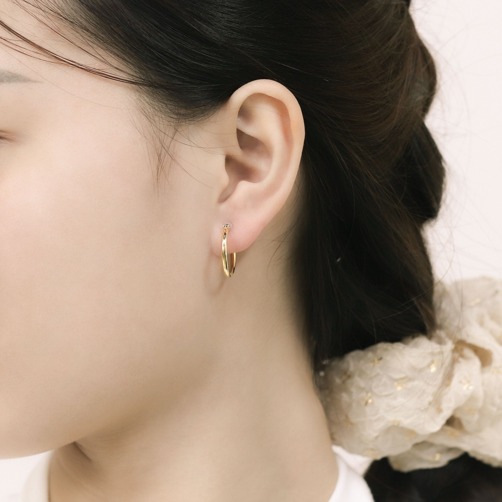 ★今だけ送料無料!★真鍮 チタンポスト フープ ピアス(20mm)