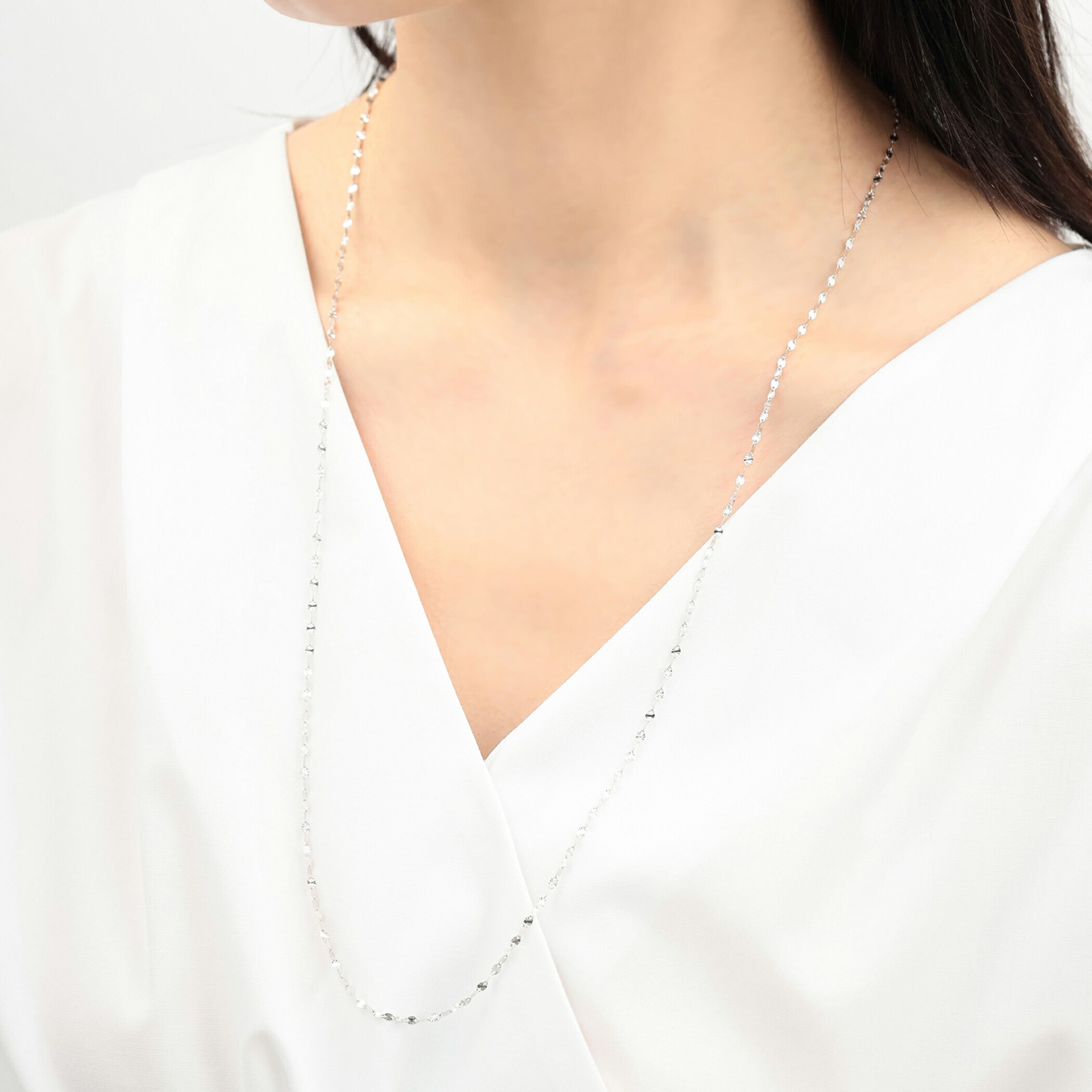 K10 ホワイトゴールド ロングネックレス(70cm)