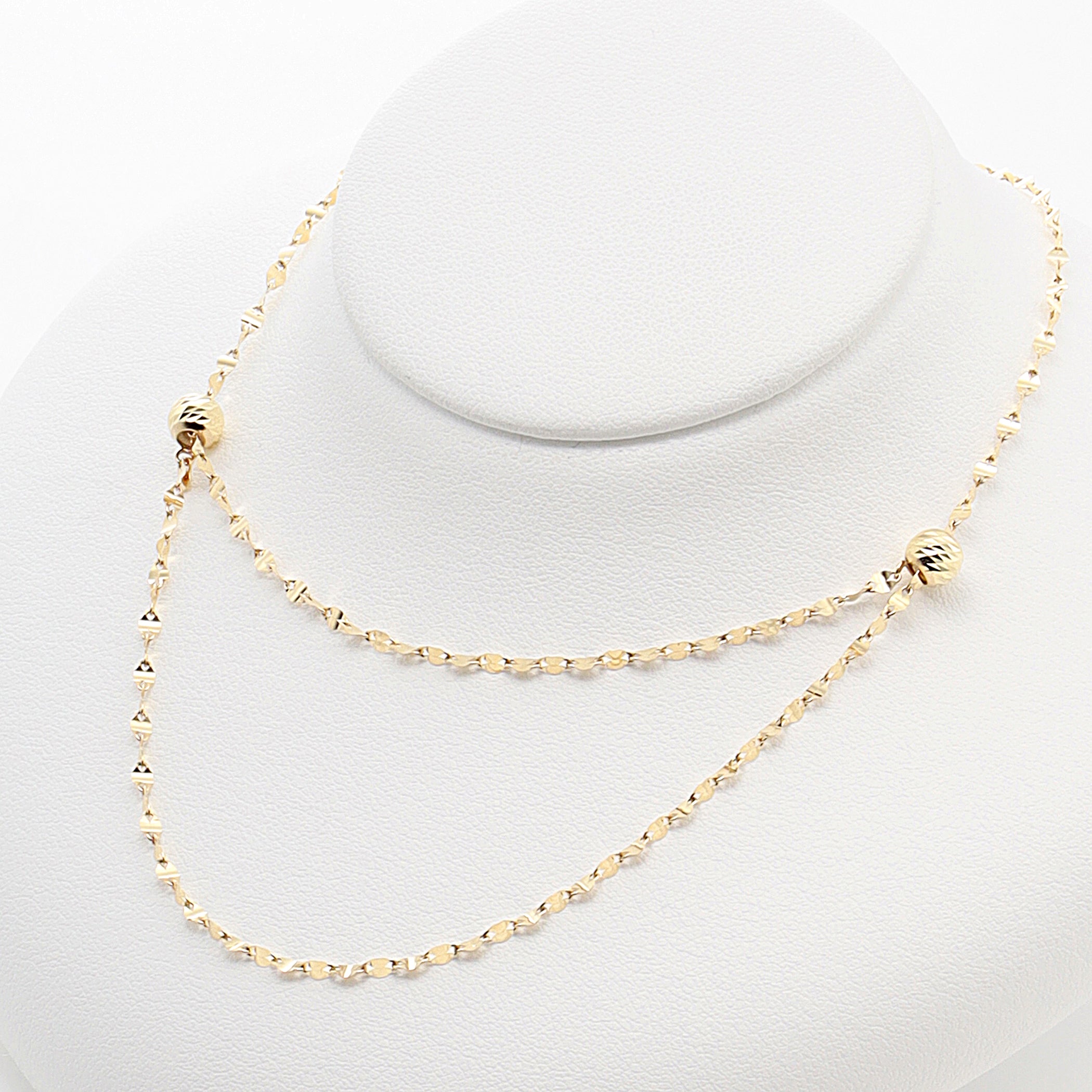 K10 イエローゴールド ロング デザインネックレス(70cm)